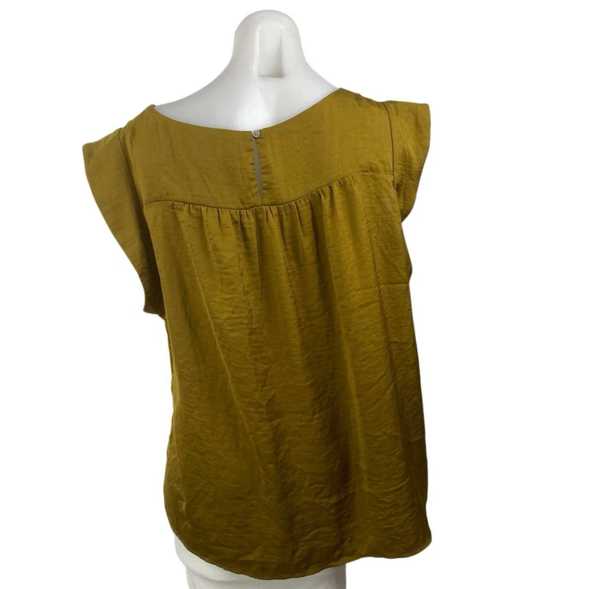 Loft Ruffle Bib Women's Green Sleeveless Crew Neck Tank Babydoll Blouse Top XL - Image 4
