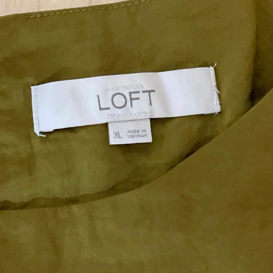 Loft Ruffle Bib Women's Green Sleeveless Crew Neck Tank Babydoll Blouse Top XL - Image 5