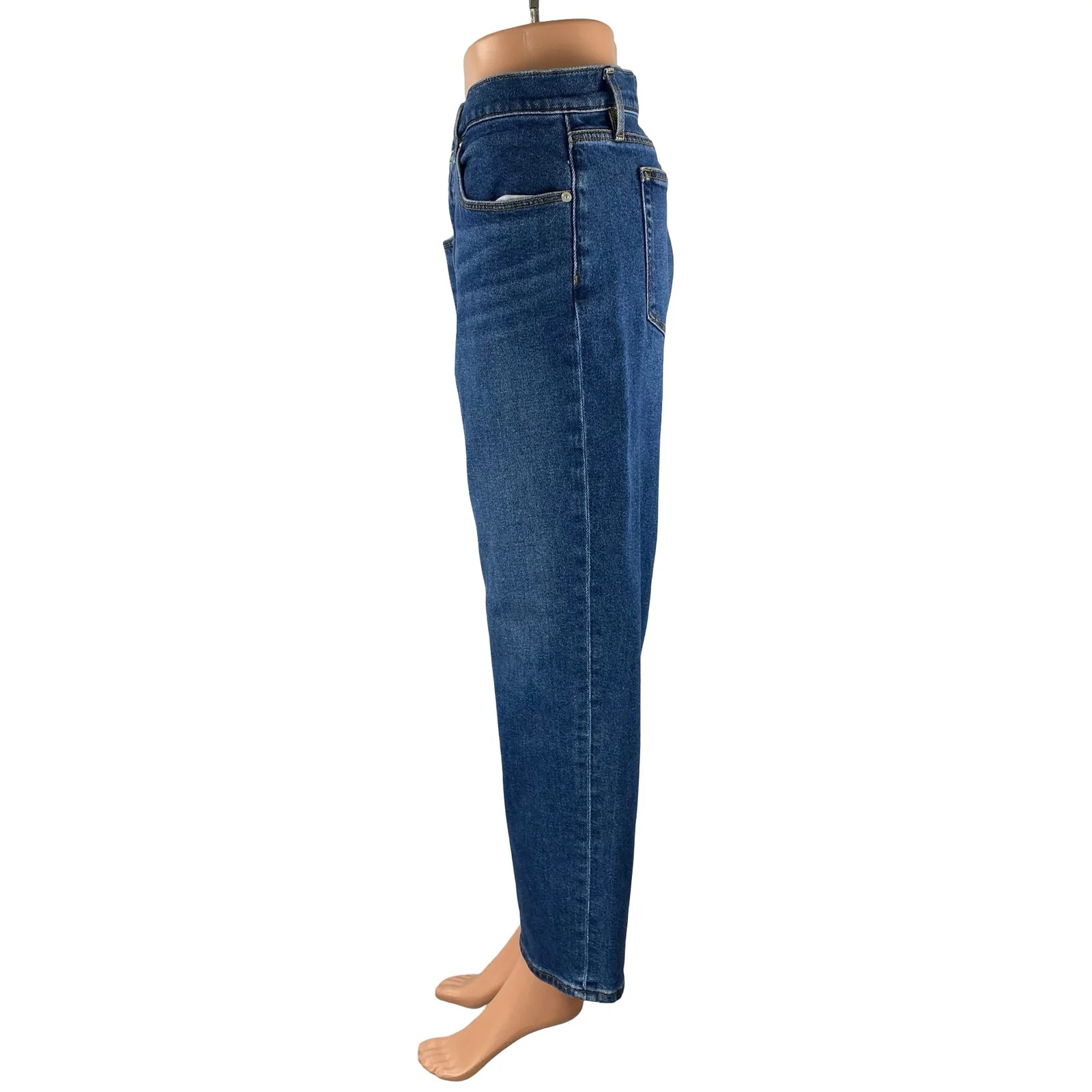 Loft Women's Blue High Rise Slim Baggy Straight Wide Leg Denim Jeans Pants Sz 34 - Image 2