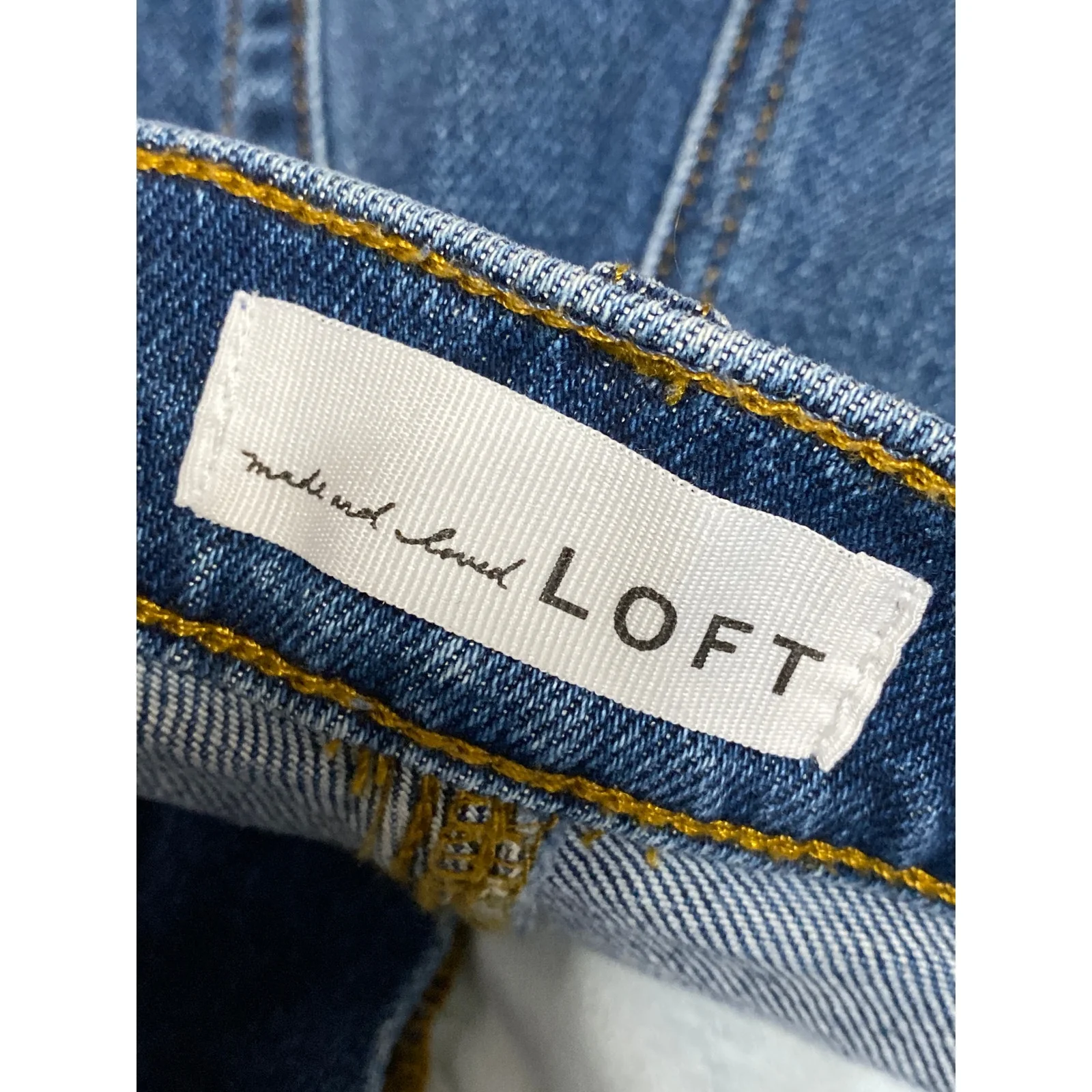 Loft Women's Blue High Rise Slim Baggy Straight Wide Leg Denim Jeans Pants Sz 34 - Image 5