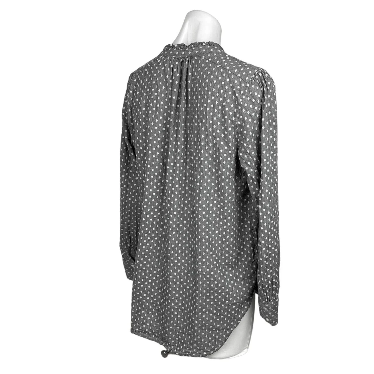 LOFT Womens Gray Cotton Geometric Print Long Sleeve Button Up Blouse Top - Image 3