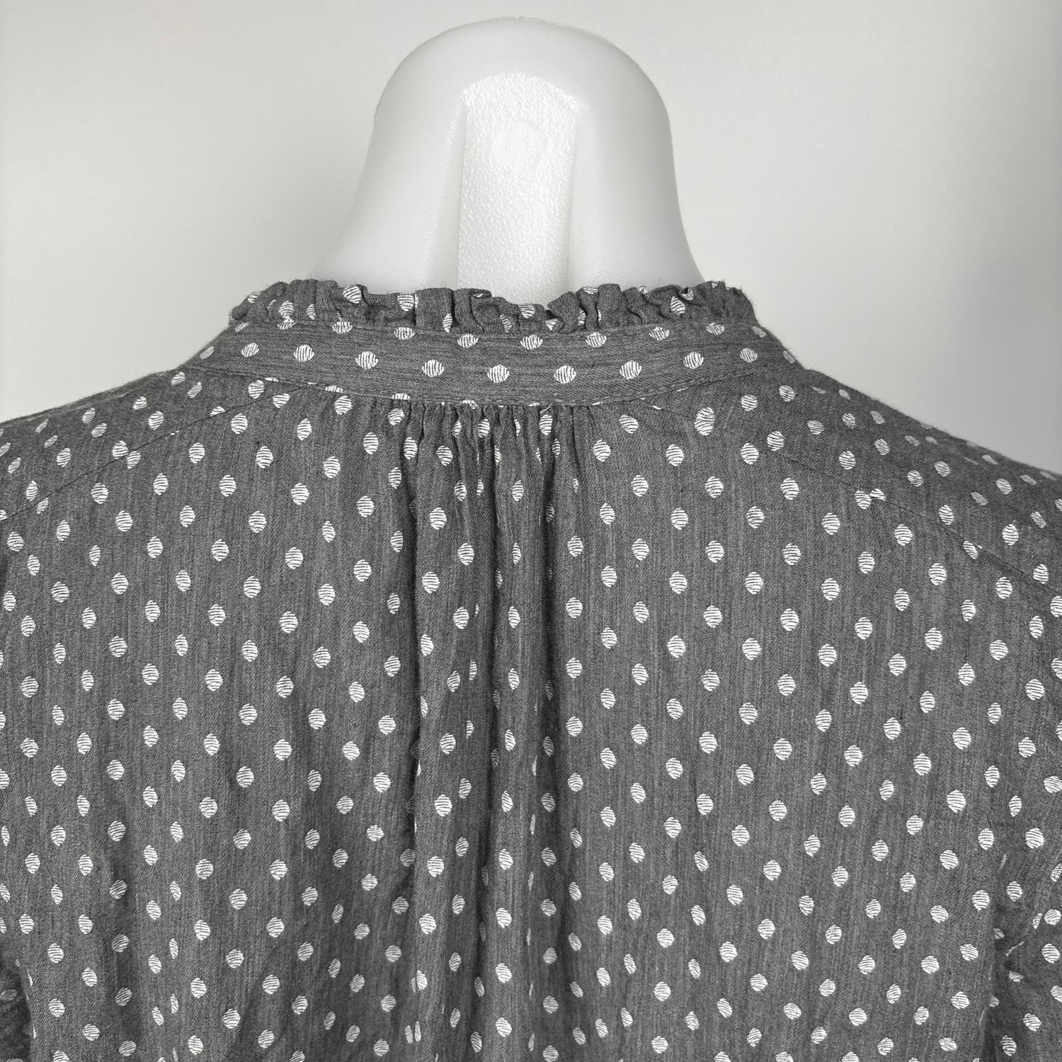 LOFT Womens Gray Cotton Geometric Print Long Sleeve Button Up Blouse Top - Image 6