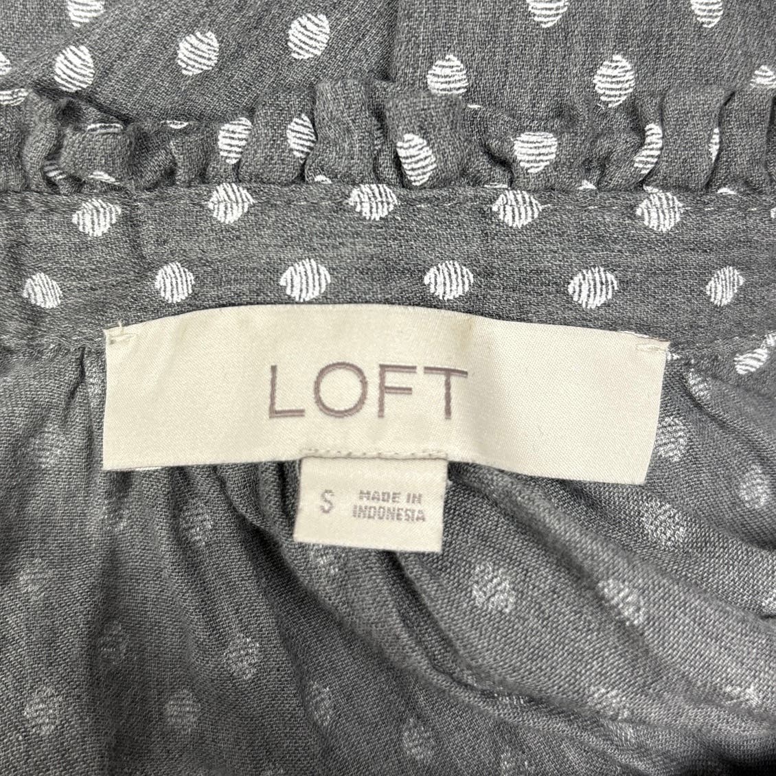 LOFT Womens Gray Cotton Geometric Print Long Sleeve Button Up Blouse Top - Image 7