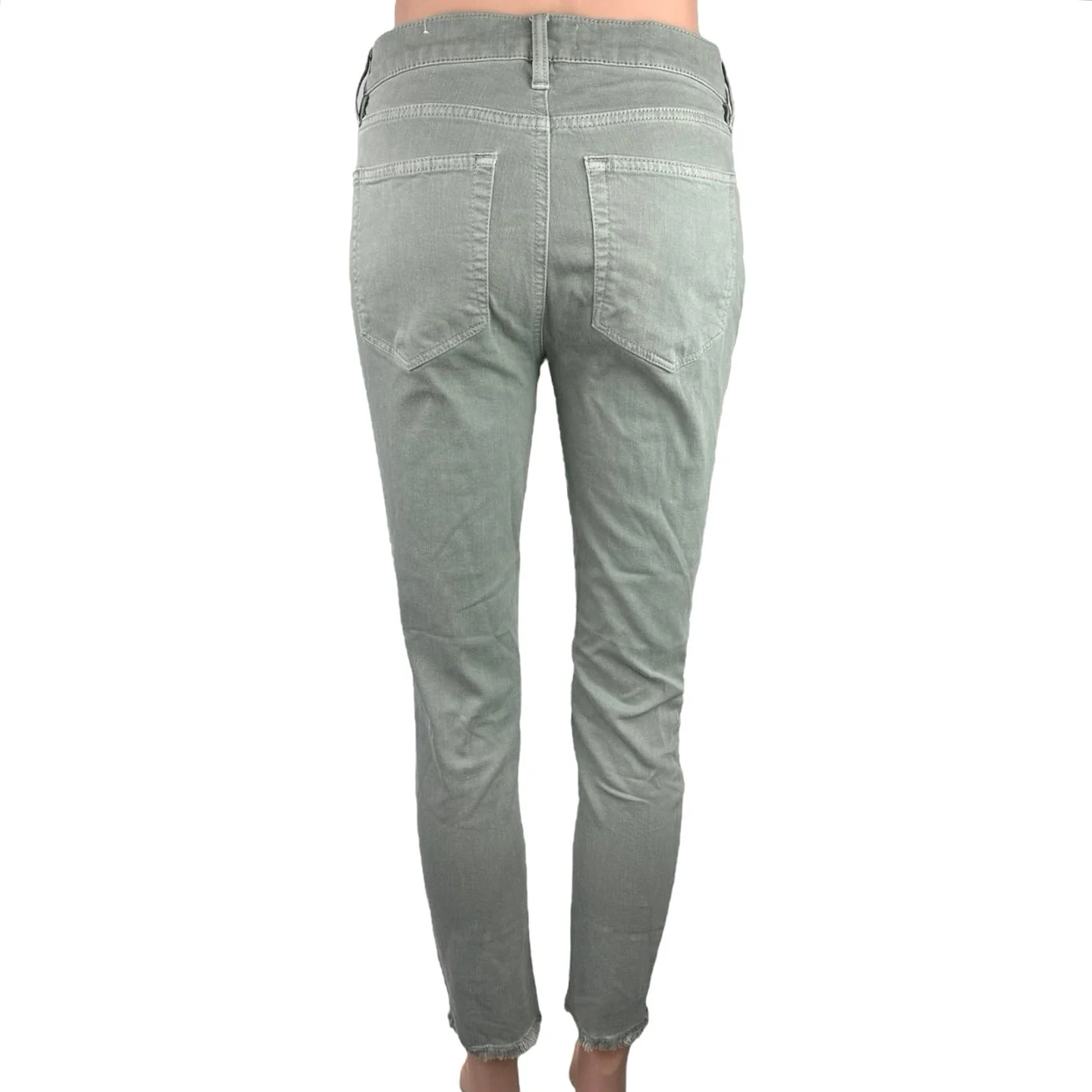 Loft Womens Gray Denim Mid Rise Raw Hem Modern Skinny Cropped Jeans Pants Size 2 - Image 3