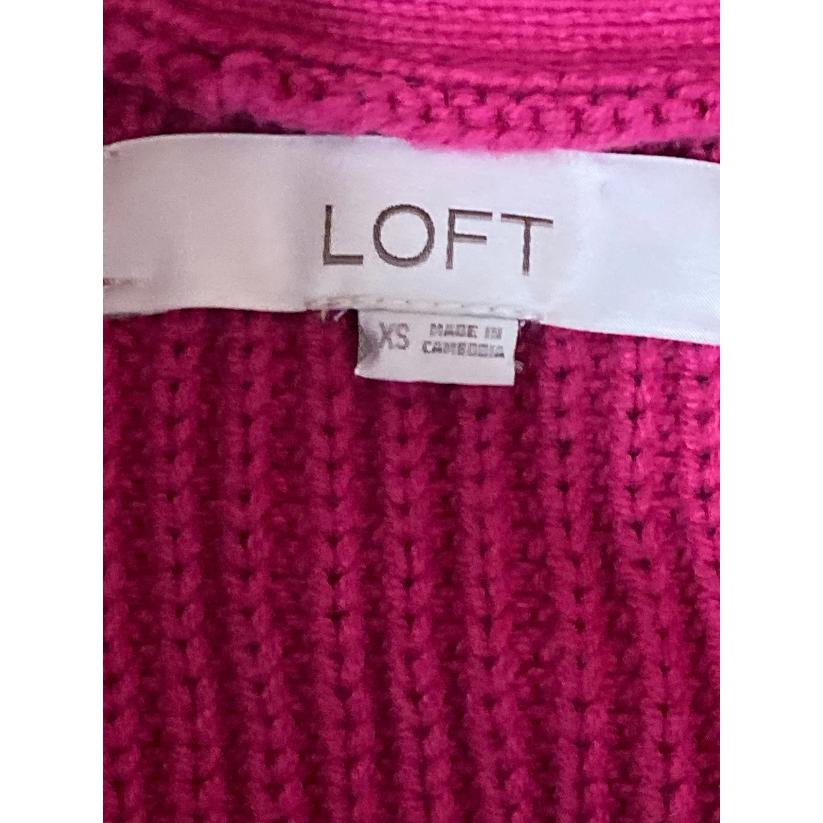 LOFT Women's Pink Chucky Knit Button V-neck Long Sleeve Crop Cardigan Sweater XS - Image 4