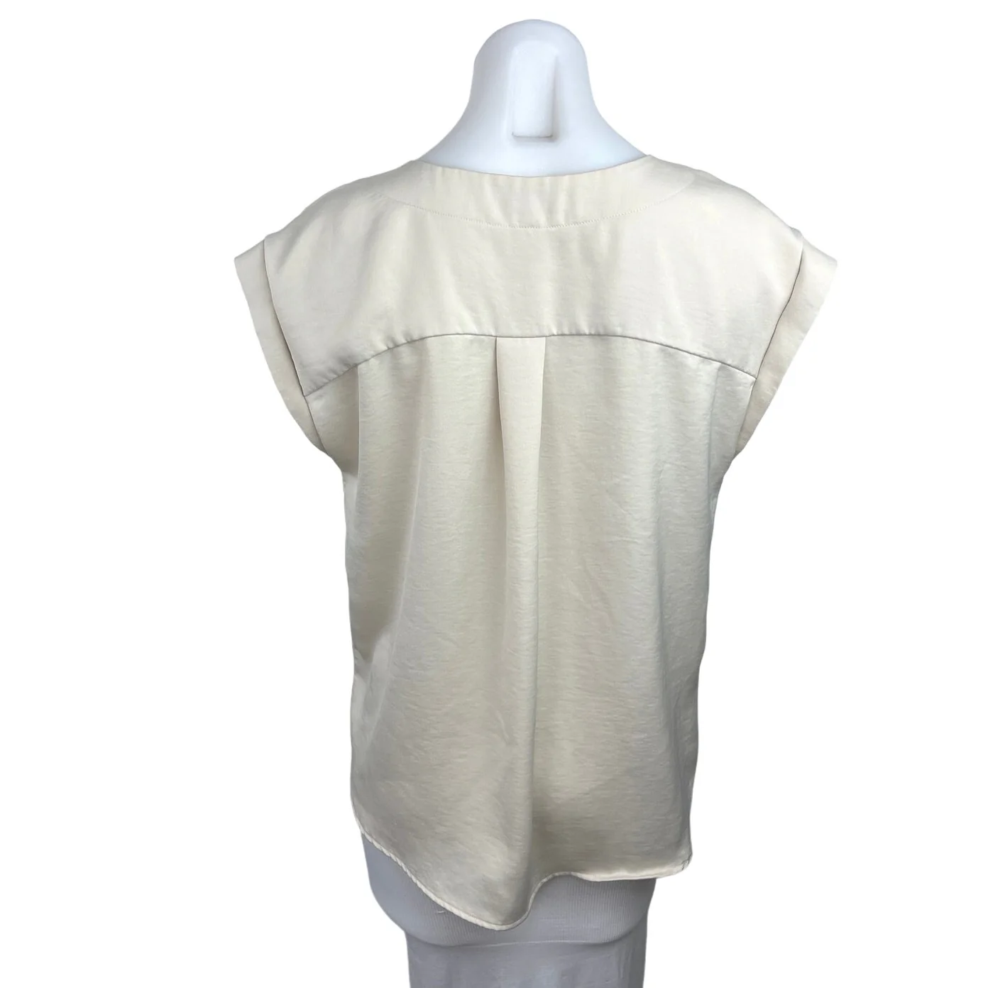Loft Women's White Satin Cap Dolman Sleeves Classic Fit V-Neck Blouse Top Size M - Image 2