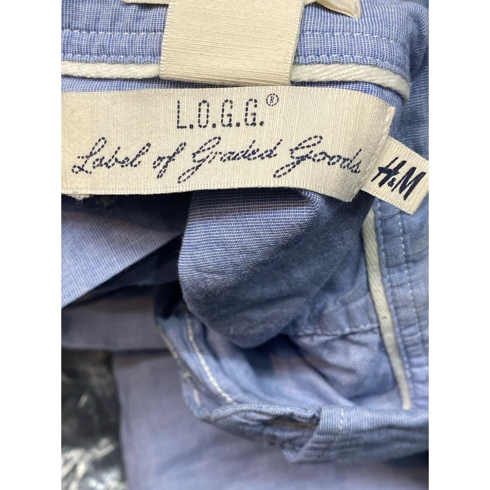 LOGG Label of Graded Goods Men's Blue Long Sleeve Button Up Shirt Top Size M - Image 6