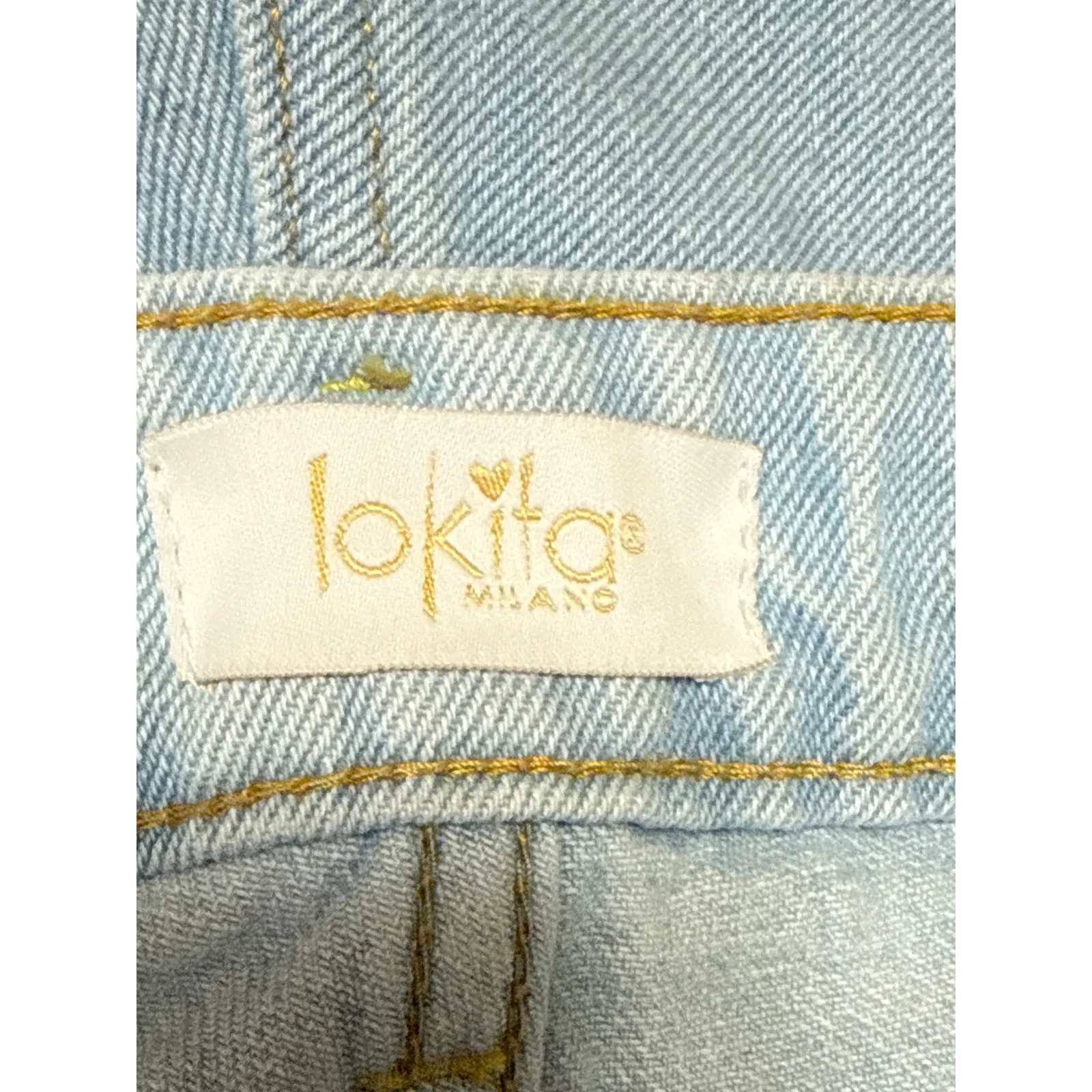 Lokita Milano Women Blue Light Wash Cuffed High Rise Wide Leg Denim Jeans Size S - Image 4