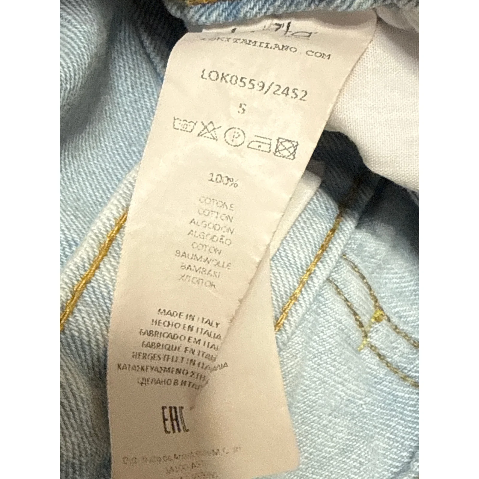 Lokita Milano Women Blue Light Wash Cuffed High Rise Wide Leg Denim Jeans Size S - Image 5