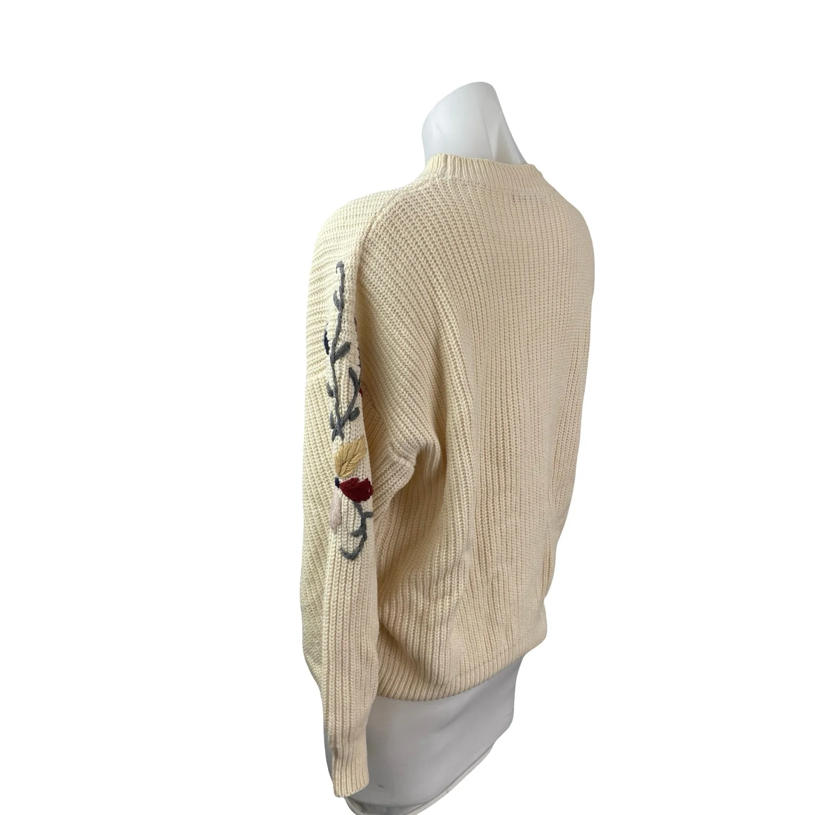 Lola Cream Floral Embroidered Crew Neck Long Sleeve Sweatshirt Sweater Top M/L - Image 3