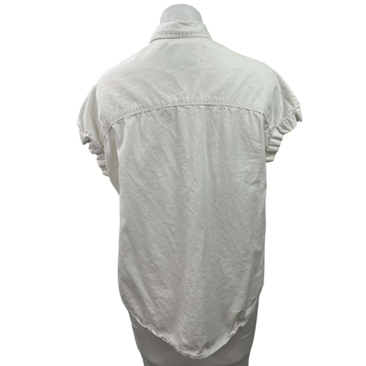 Lola River Women's White Short Sleeve Collared Casual Button Down Shirt Top M - Image 3