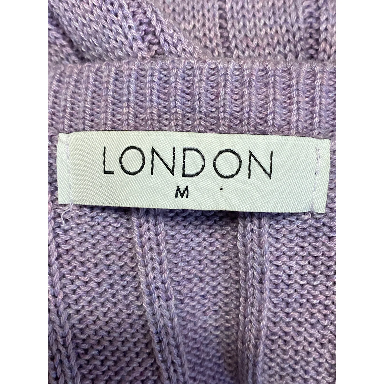 London Purple Wool Ribbed Sleeveless Side Slit Midi Tank Bodycon Sweater Dress M - Image 5