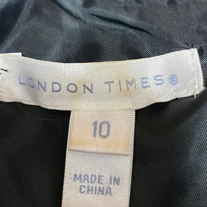 London Times Blue Silk Satin Sleeveless Ruffle Pleated Mini Fit & Flare Dress 10 - Image 4