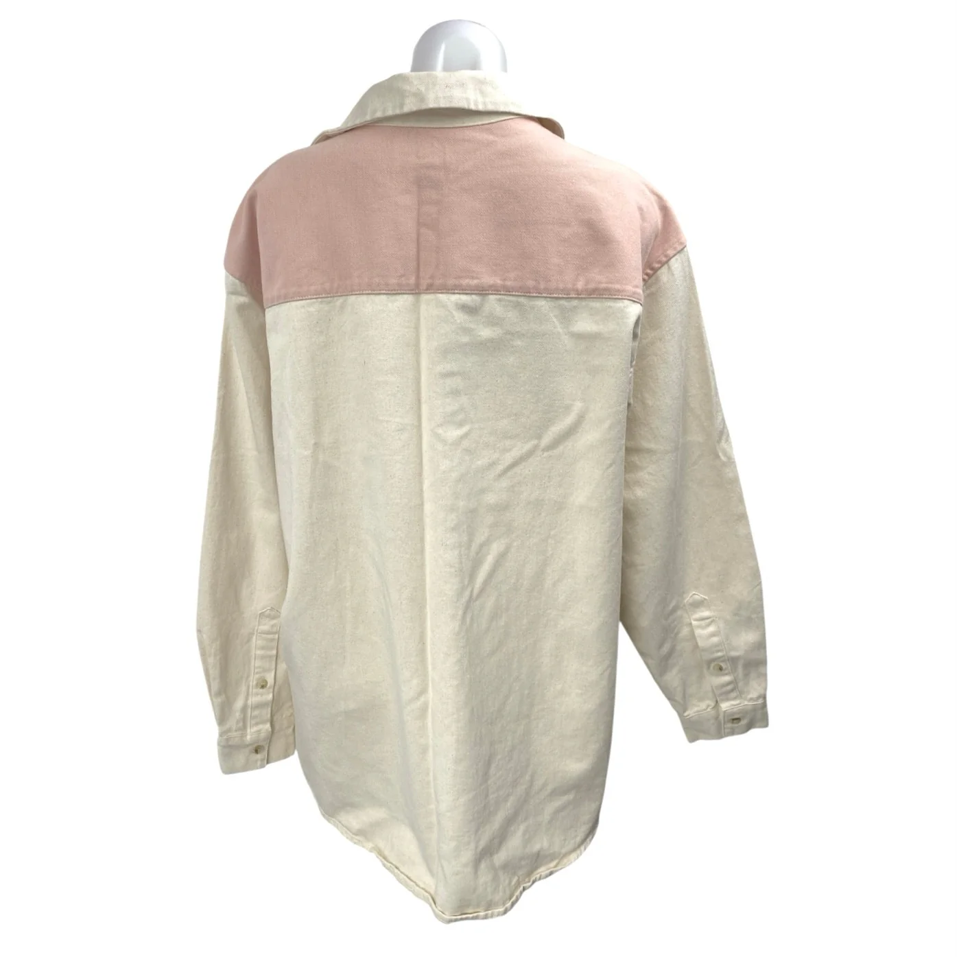Long Lost Cream Pink Colorblock Long Sleeve Button Down Shirt Top Jacket Sz S/M - Image 2