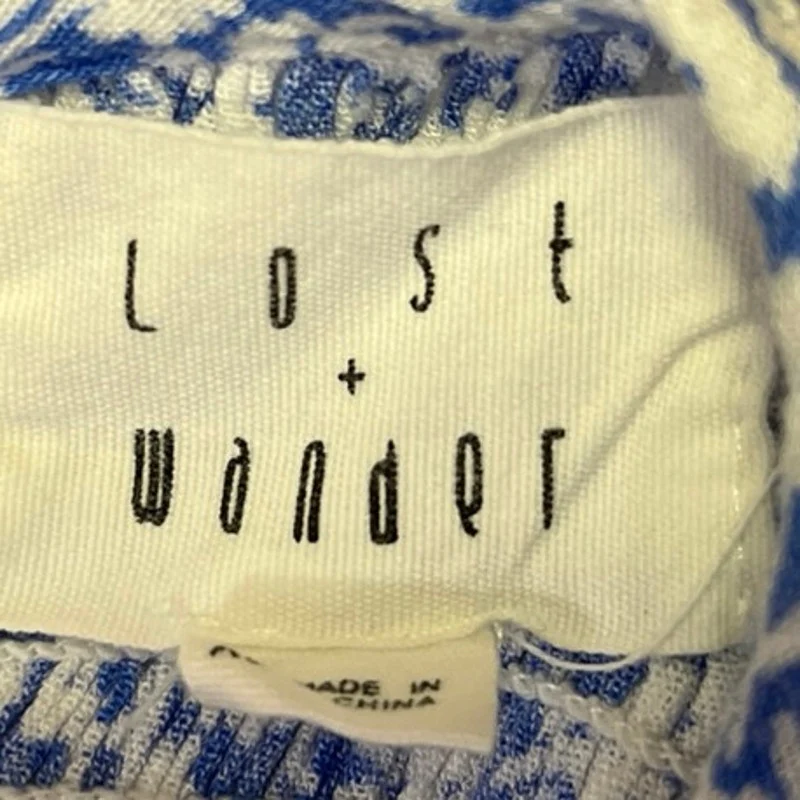 Lost + Wander Blue White Floral Smocked Ruffle Crew A Line Midi Dress Size XS - Image 4