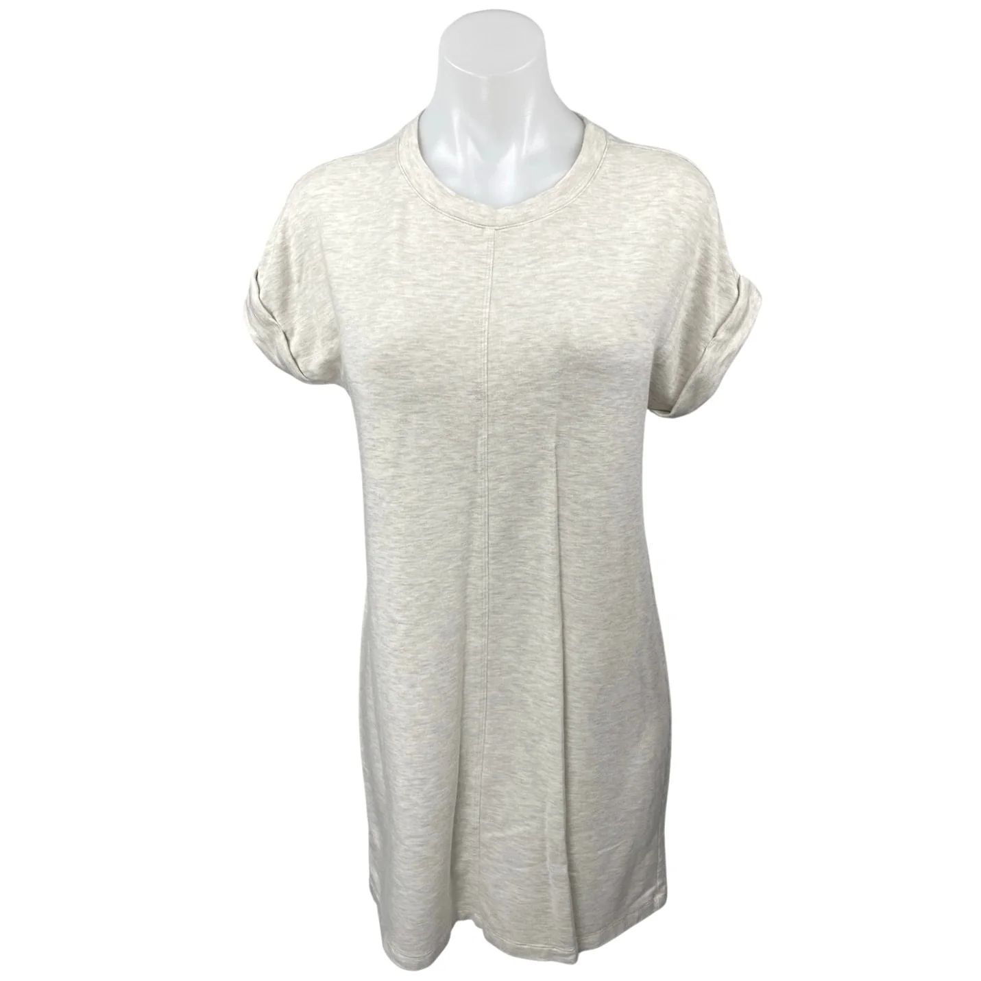Lou & Grey Cream Fleece Short Sleeve Crew Neck T Shirt Tee Mini Dress Size XS