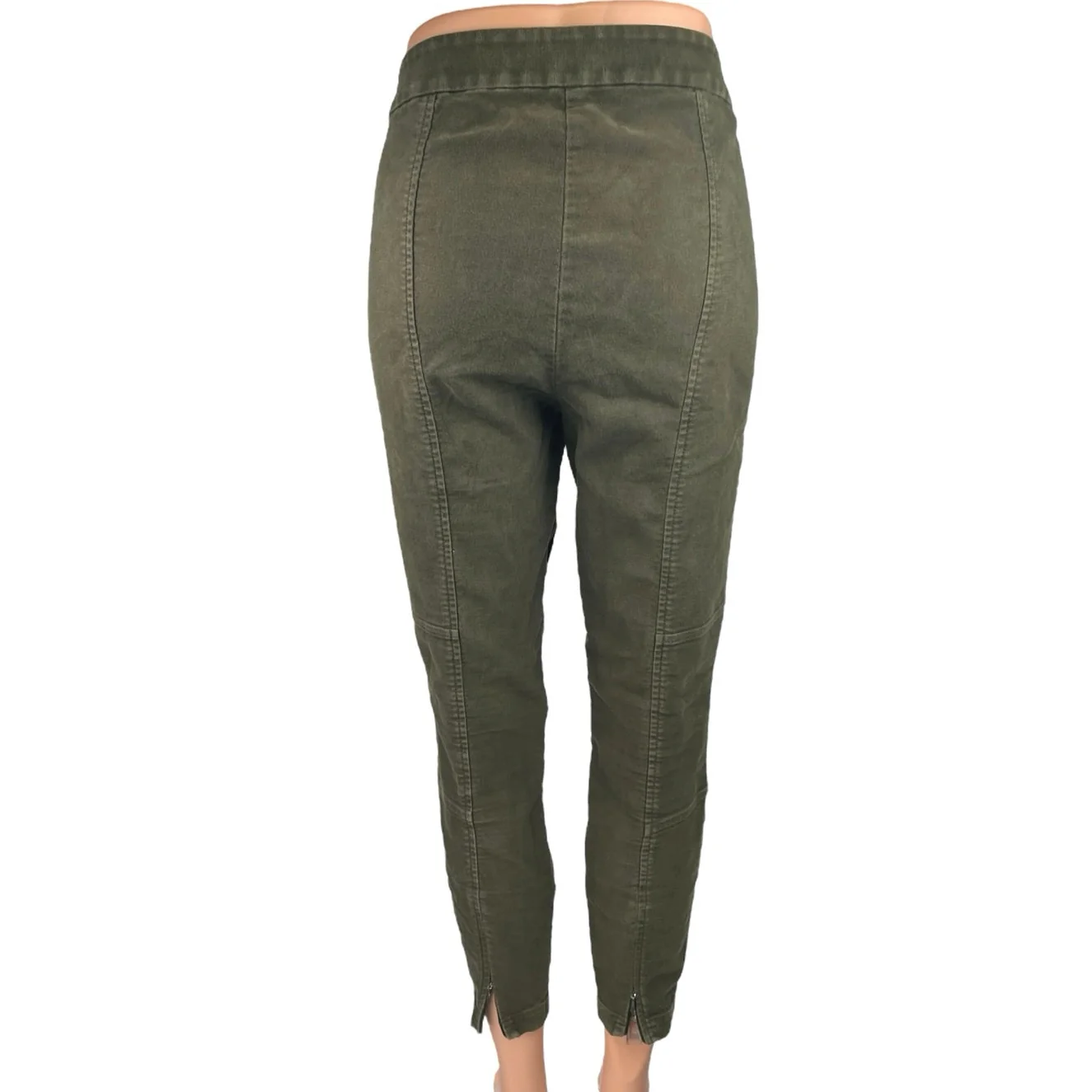 Lou & Grey Women's Olive Green High Waist Zip Hem Skinny Ankle Trouser Pants 10 - Image 3