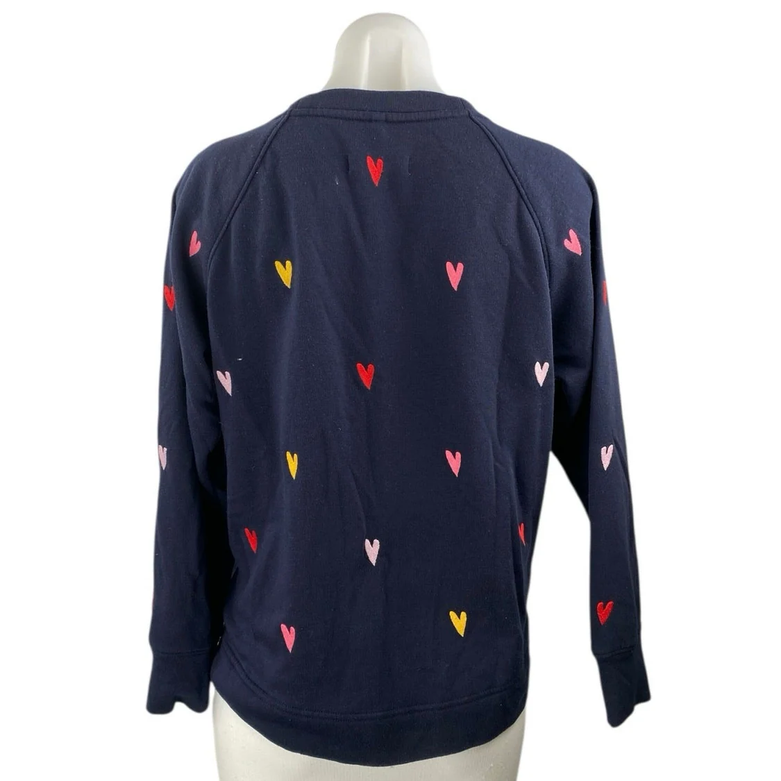 Lou & Grey x LOFT Women's Navy Blue Heart Embroidered Long Sleeve Sweater Sz XS - Image 2