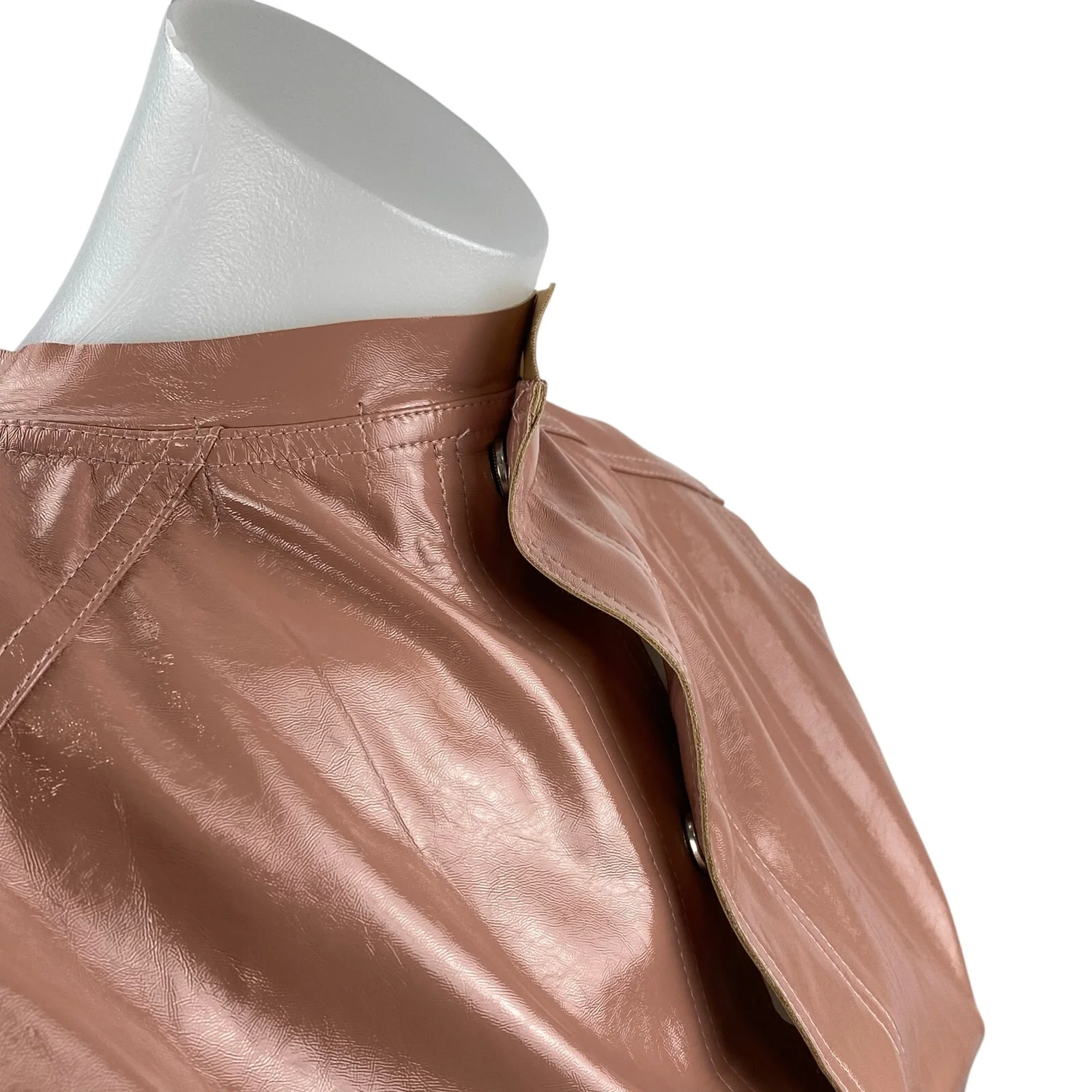 Louise James Women's Pink Faux Vegan Leather Sleeveless Snap Tank Vest Top Sz S - Image 2