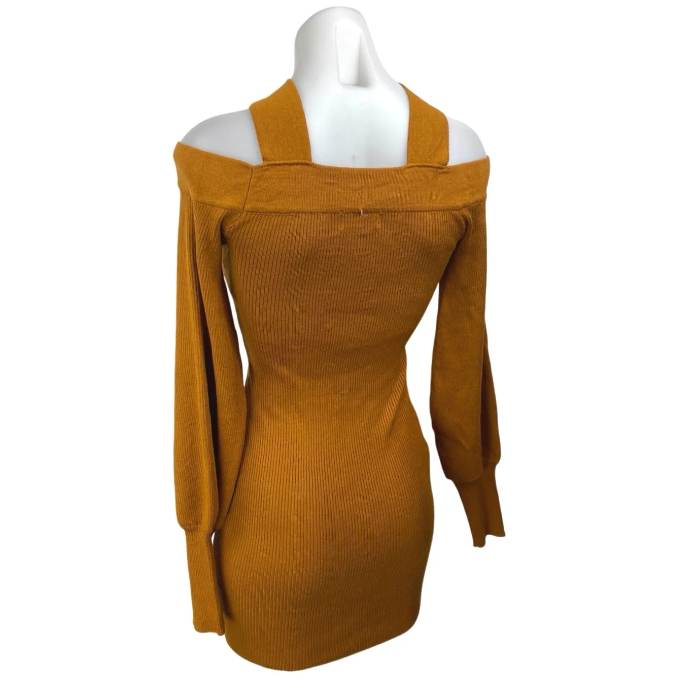 Love Always Brown Rib Knit Cutout Keyhole Long Sleeve Mini Sweater Dress Size M - Image 2