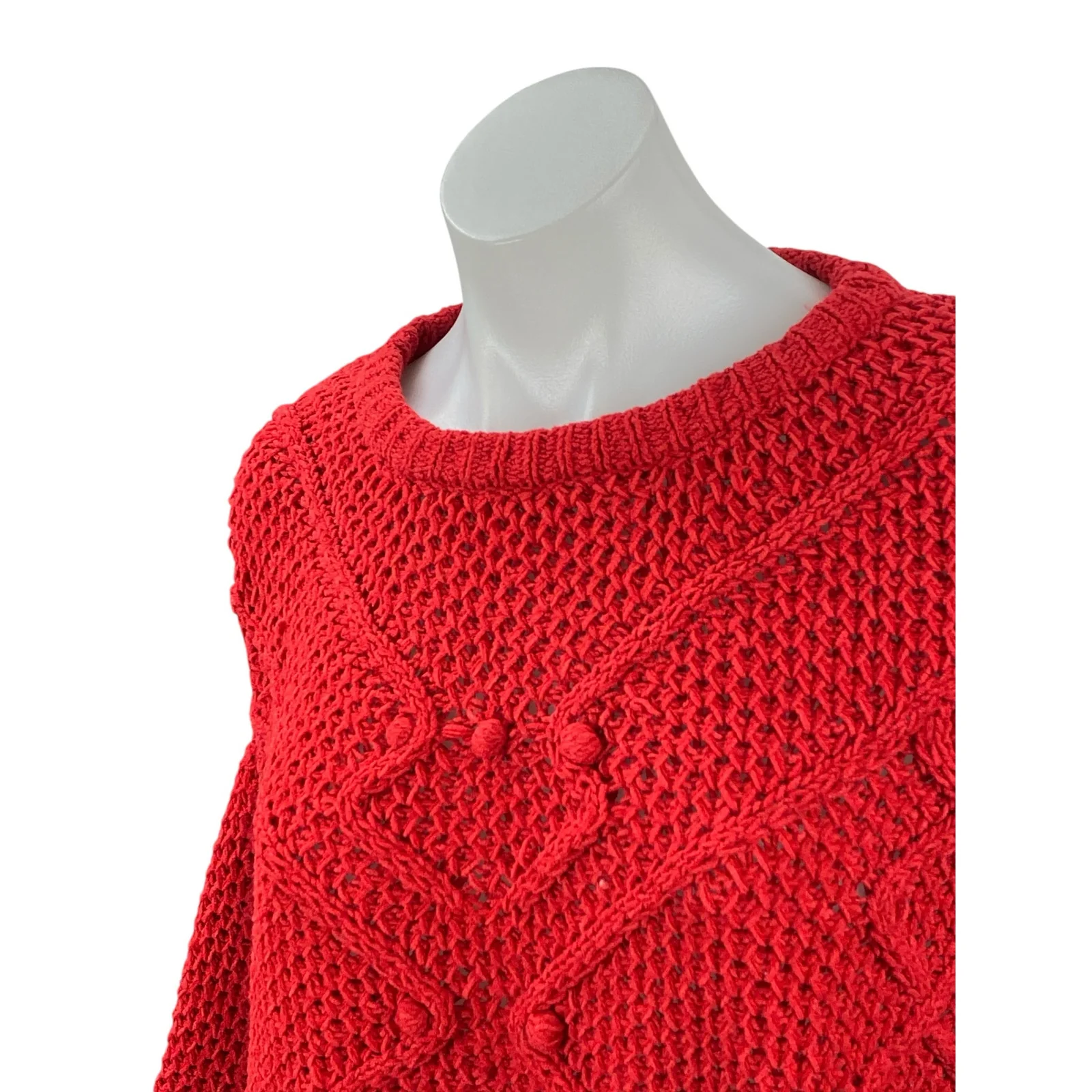Love Tree Women's Red Argyle Knit Long Sleeve Boxy Pullover Sweater Top Size L - Image 2