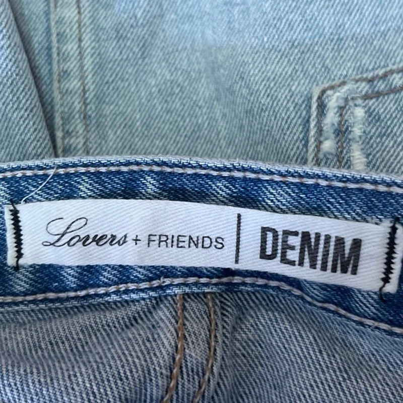Lovers and Friends Blue Distressed Cut Off Frayed Mini Denim Jean Skirt Size 28 - Image 4