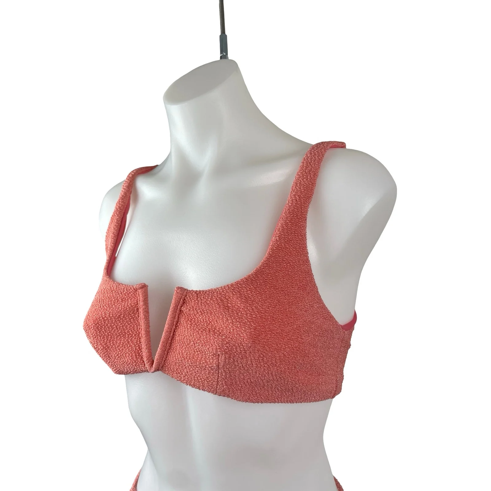 Lovers and Friends Kodoma Pink Textured V Wire 2 Piece Bikini Set Swimwear M/L - Image 2