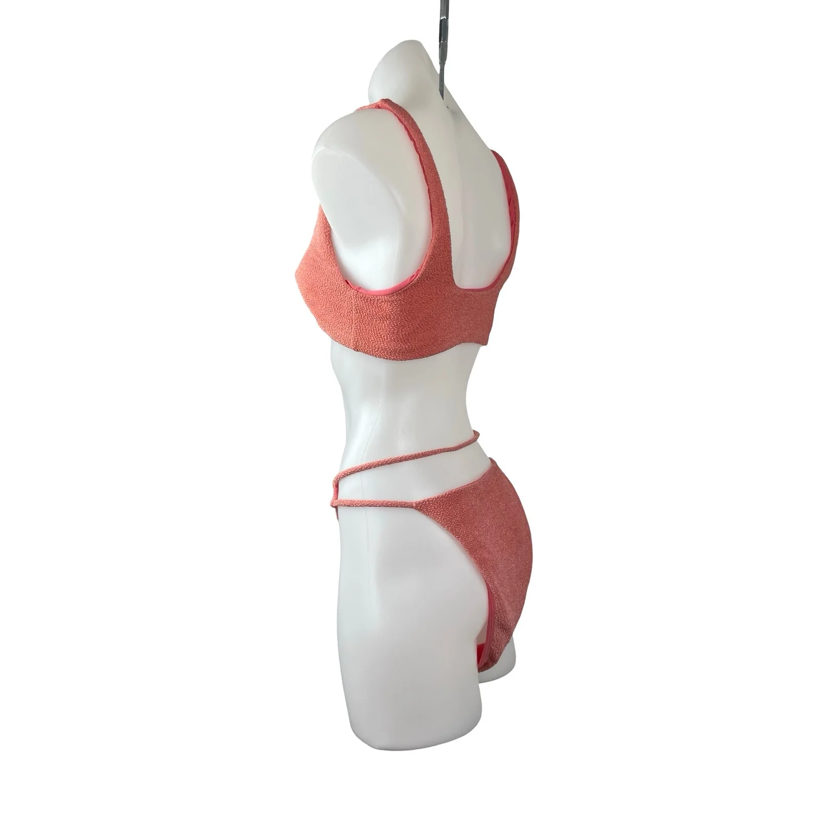 Lovers and Friends Kodoma Pink Textured V Wire 2 Piece Bikini Set Swimwear M/L - Image 3