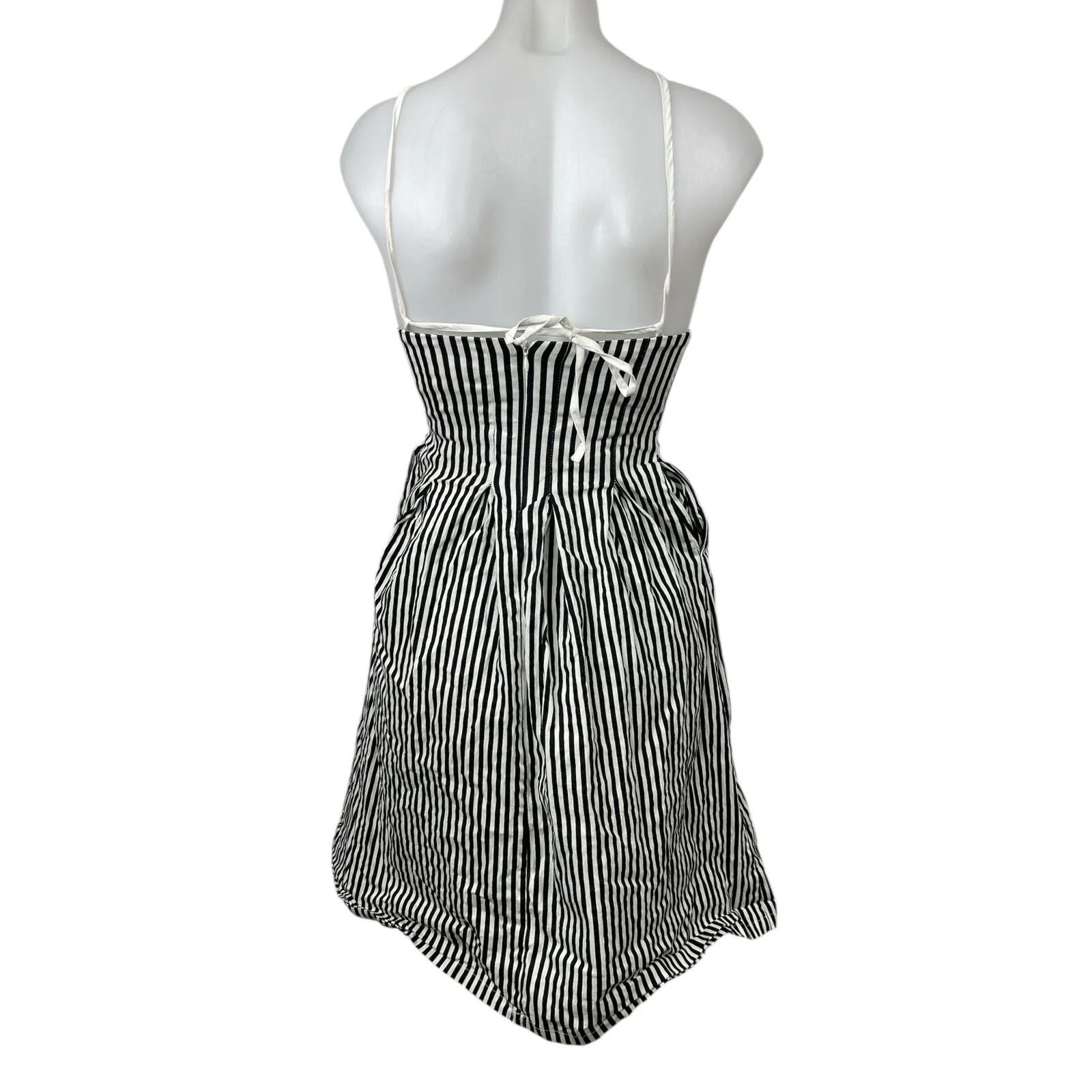 Lucca Black White Striped Sleeveless Cami Camisole Mini Tank A-Line Dress Sz XS - Image 2
