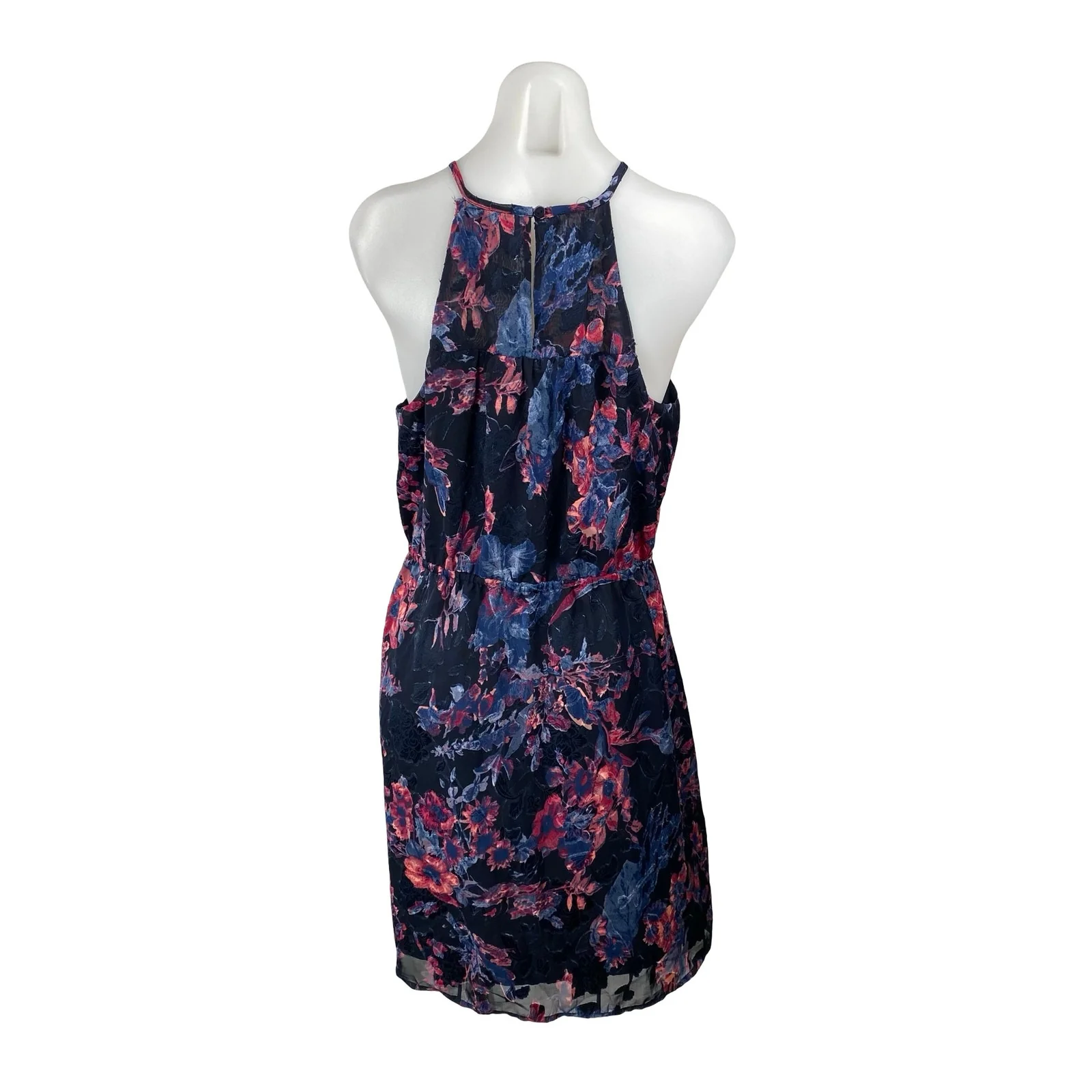 Lucky Brand Black Multicolor Floral High Neck Sleeveless Mini Blouson Dress M - Image 4