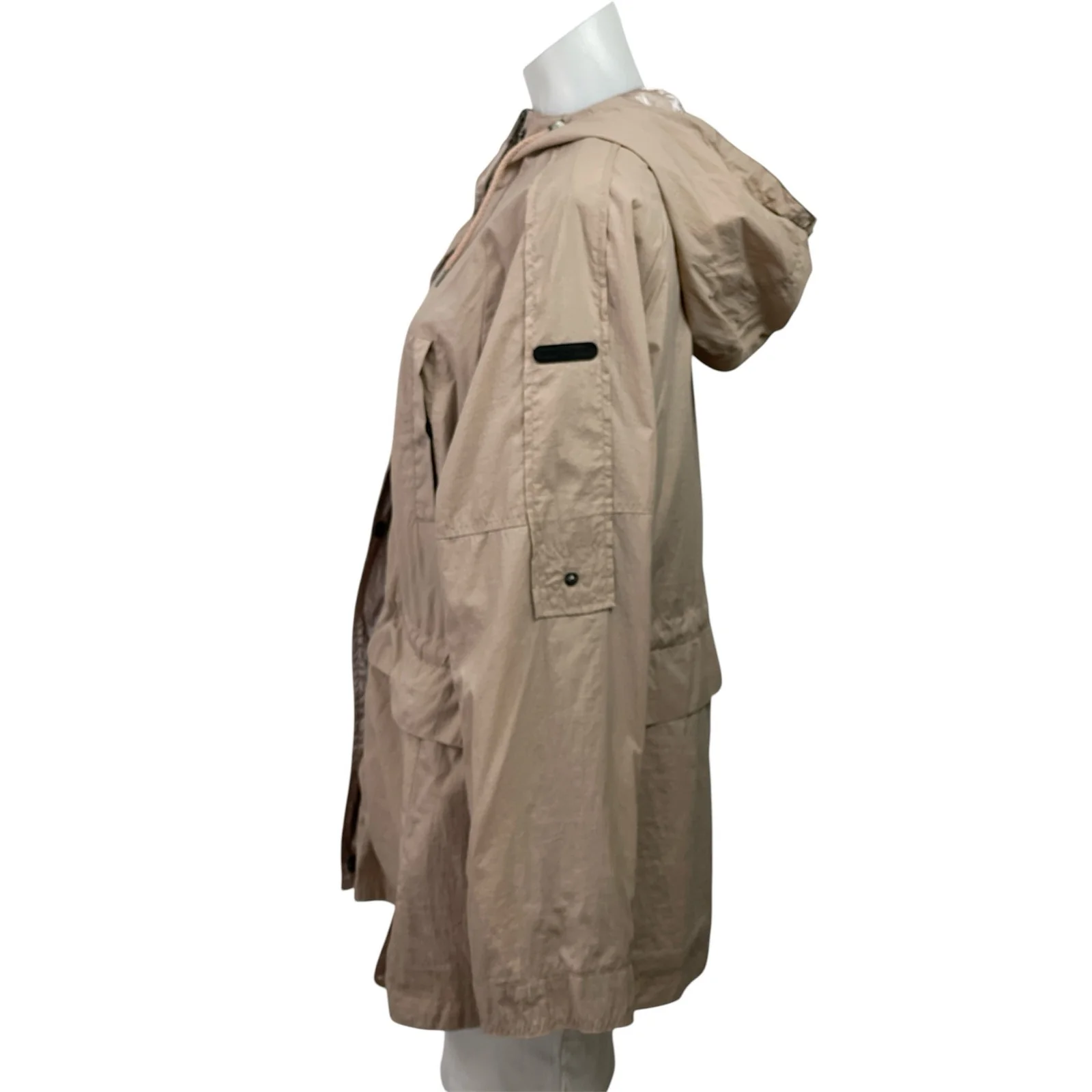 Lucky Brand Brown Tan Zip Up Long Sleeve Hooded Hoodie Utility Coat Jacket Sz M - Image 2