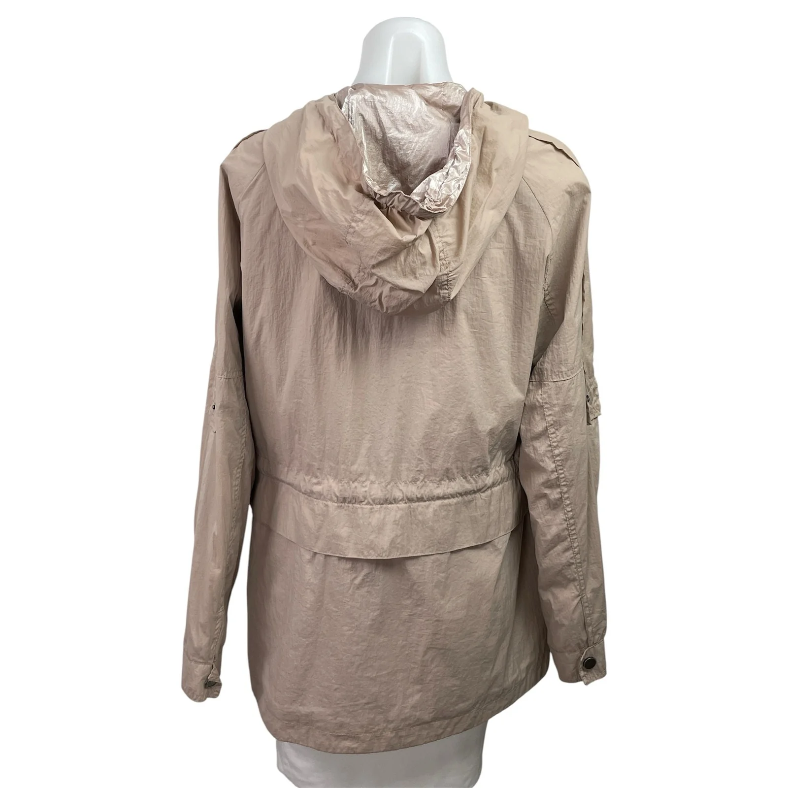 Lucky Brand Brown Tan Zip Up Long Sleeve Hooded Hoodie Utility Coat Jacket Sz M - Image 3