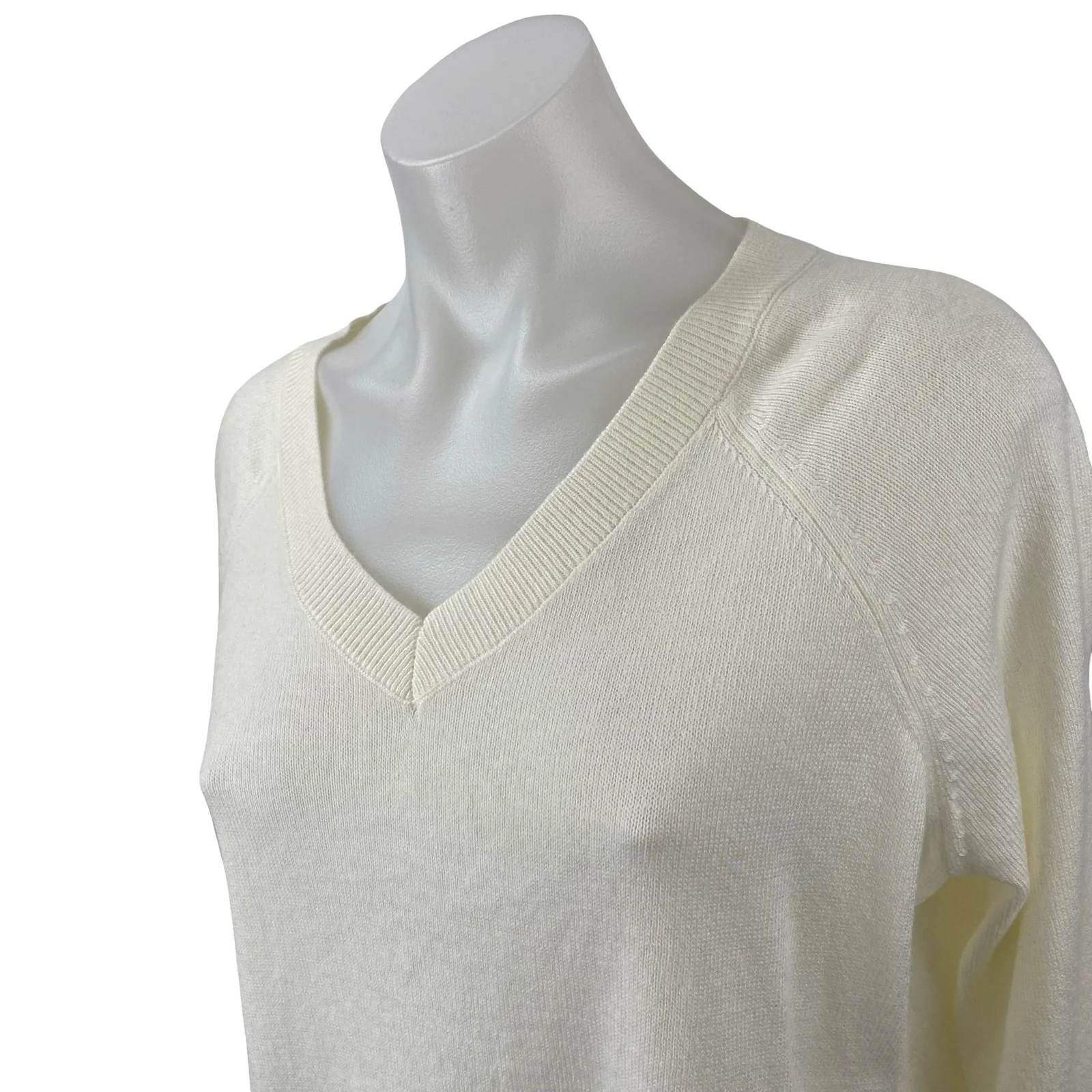 Lucky Brand Cloud Soft Women's Cream V Neck Long Sleeve Sweatshirt Sweater Top S - Image 3