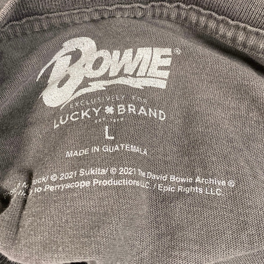 Lucky Brand Men's Gray Bowie Graphic Short Sleeve Crew T Shirt Tee Top Size L - Image 5