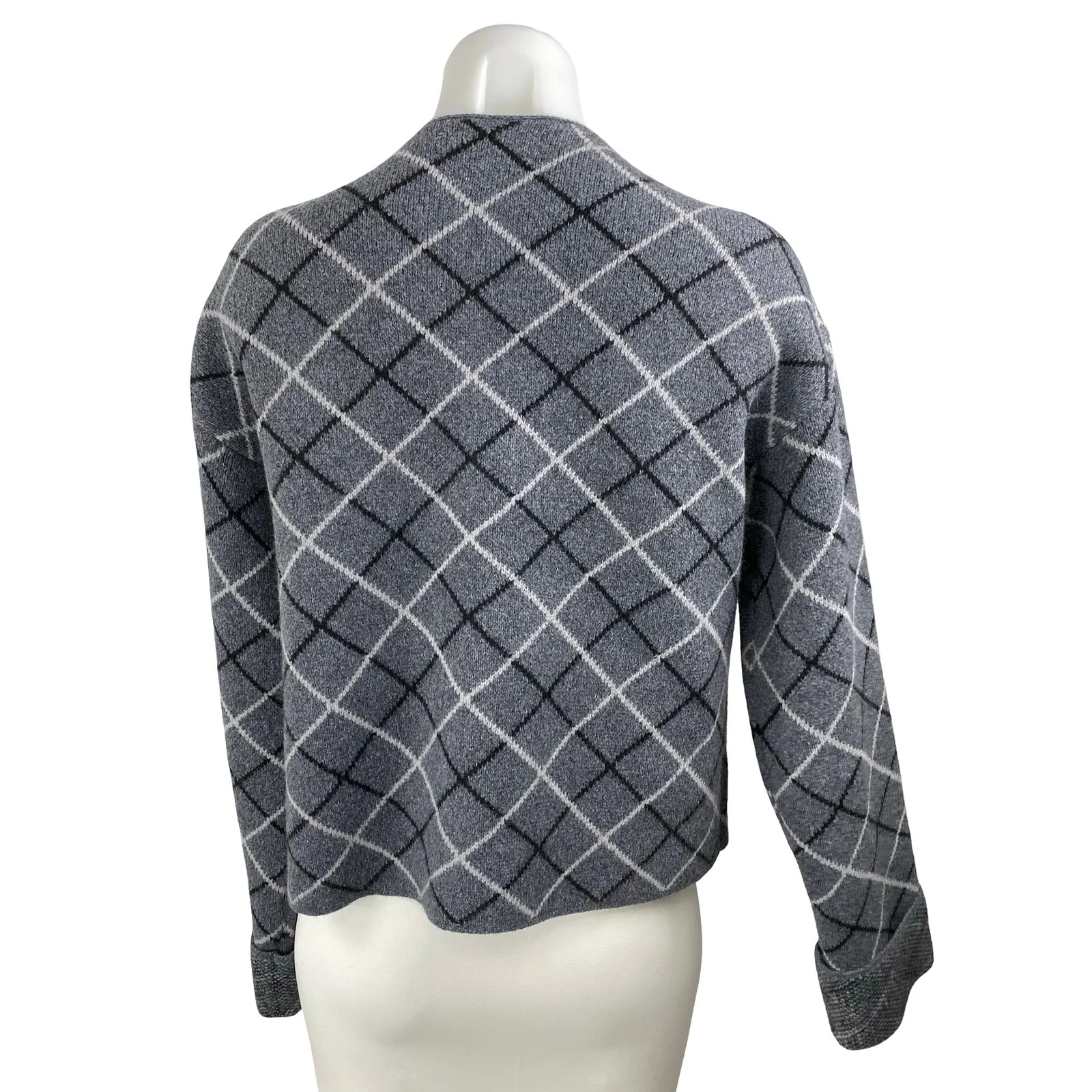 Lucky Brand Plaid Check V Neck Long Sleeve Button Down Cardigan Sweater Top Sz S - Image 4