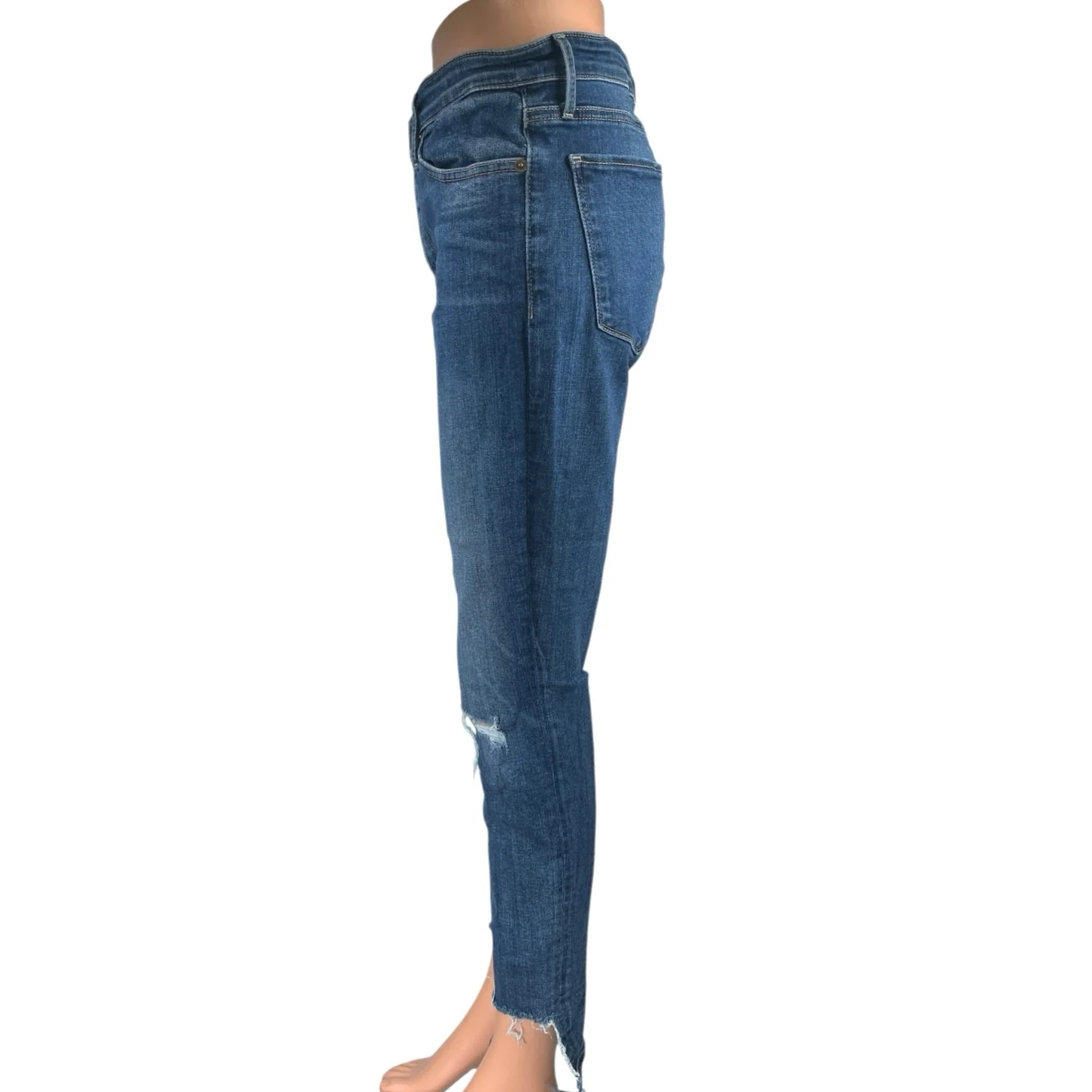 Lucky Brand Women's Blue Medium Wash Distressed Mid Rise Skinny Denim Jeans 30 - Image 2