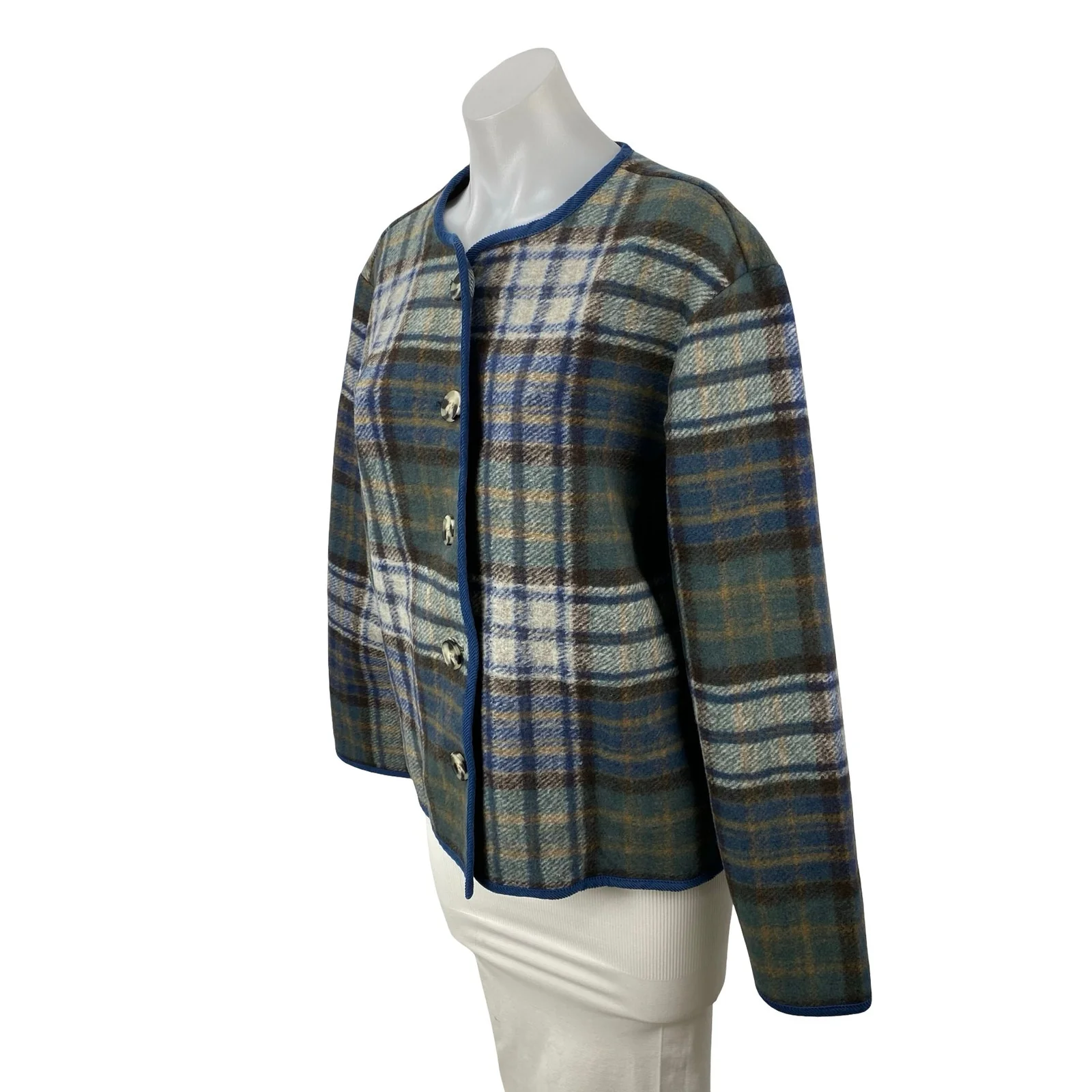 Lucky Brand Women's Green Plaid Fleece Long Sleeve Button Up Cardigan Sweater S - Image 2
