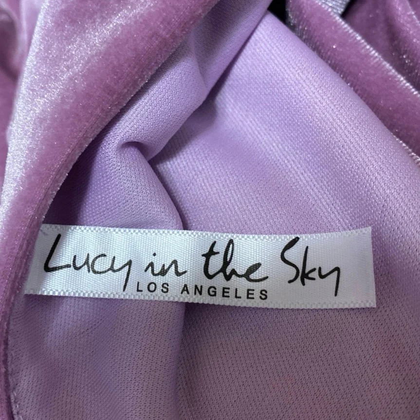 Lucy In The Sky Velvet Velour Purple Sleeveless Twist Mini Bodycon Dress Size S - Image 4