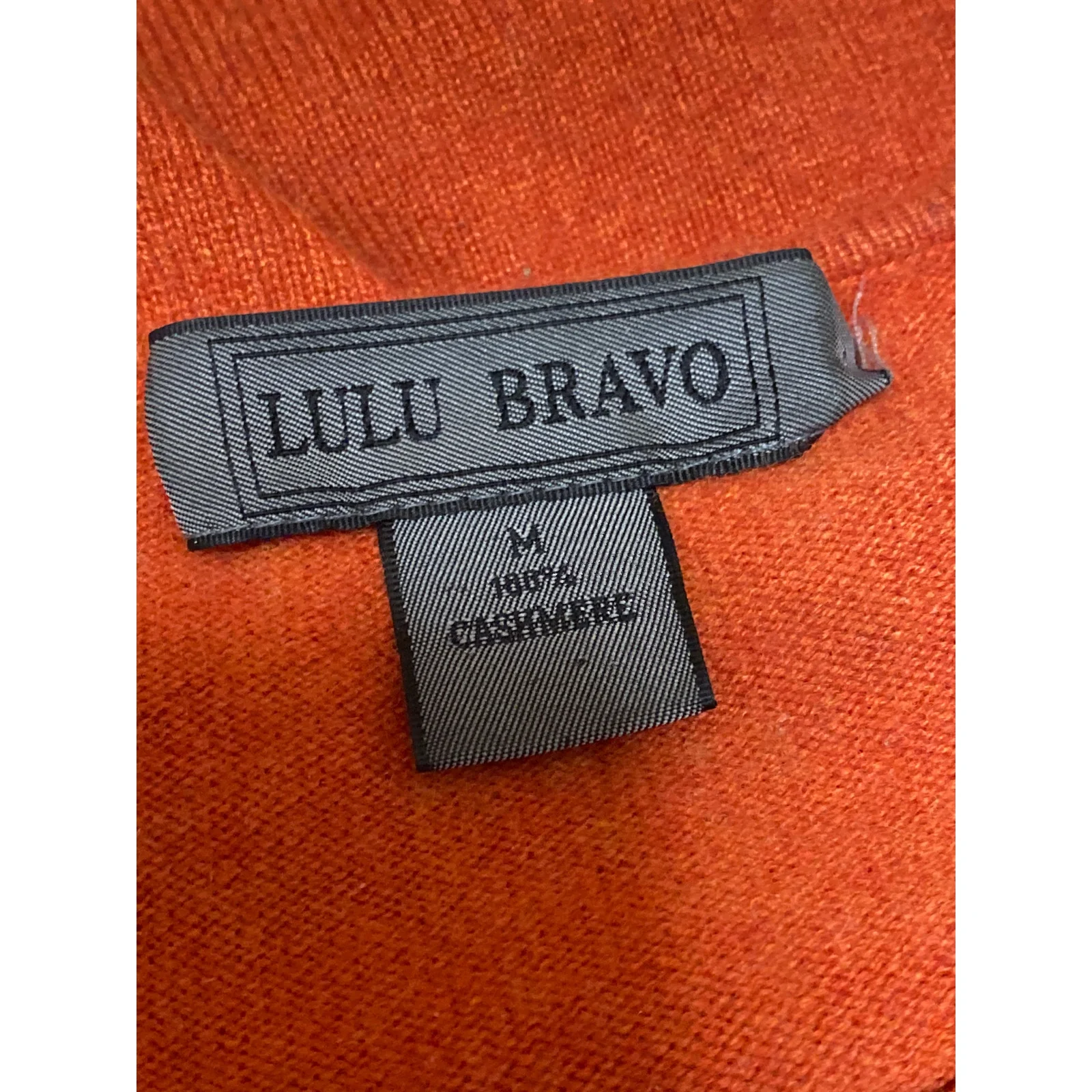 Lulu Bravo Women's 100% Cashmere Orange Coral V Neck Long Sleeve Sweater Top M - Image 5