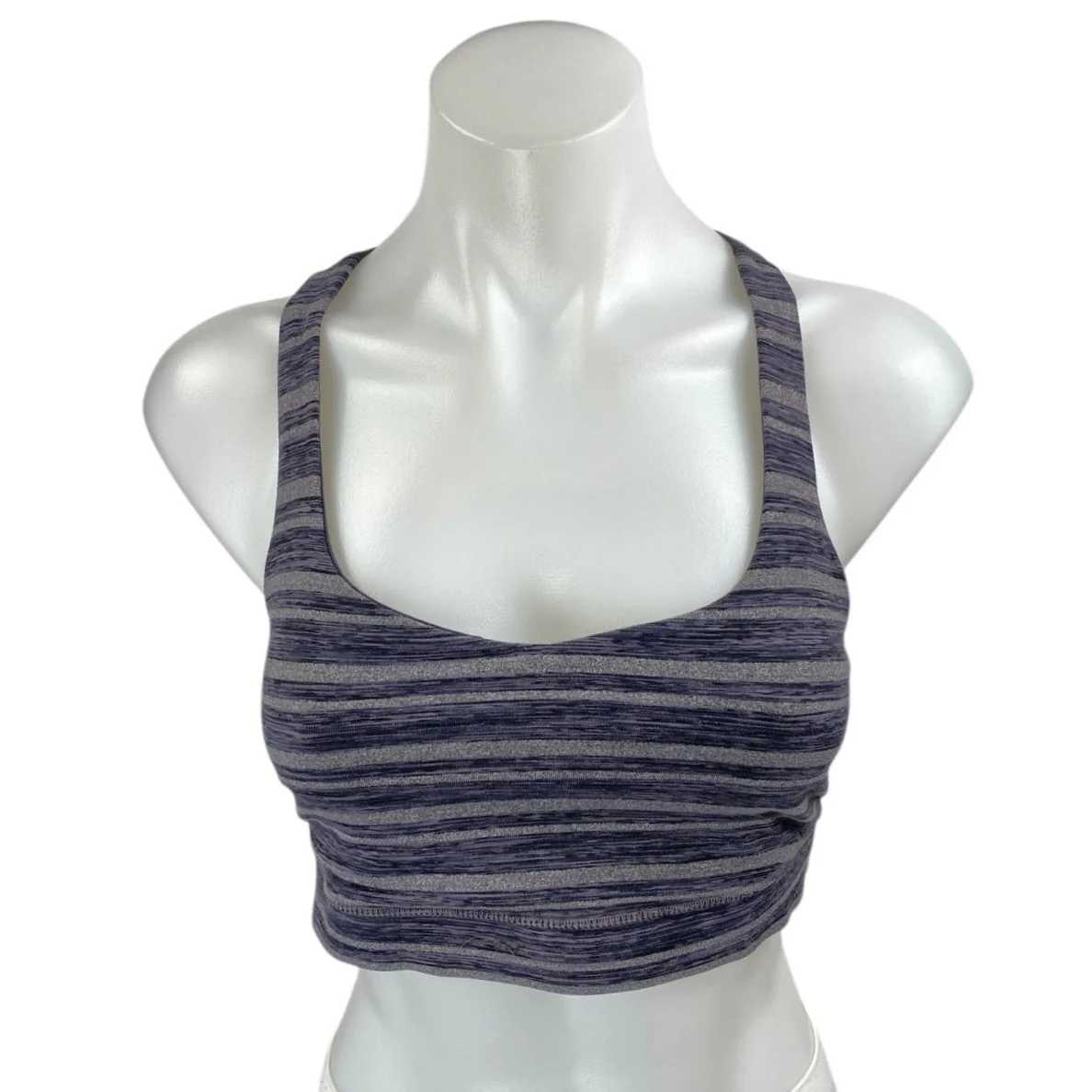 Lululemon 50 Rep Blue Striped Sleeveless Racerback Sports Bra Crop Tank Top Sz 6