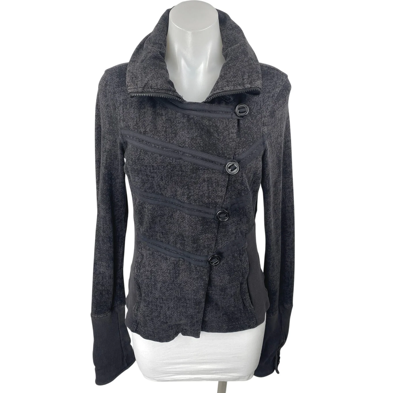 Lululemon Admiral Women's Black Army Military Long Sleeve Button Jacket Size 6