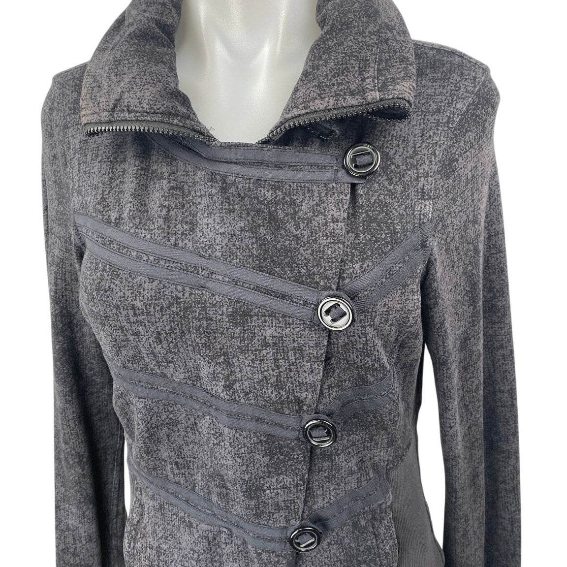 Lululemon Admiral Women's Black Army Military Long Sleeve Button Jacket Size 6 - Image 3