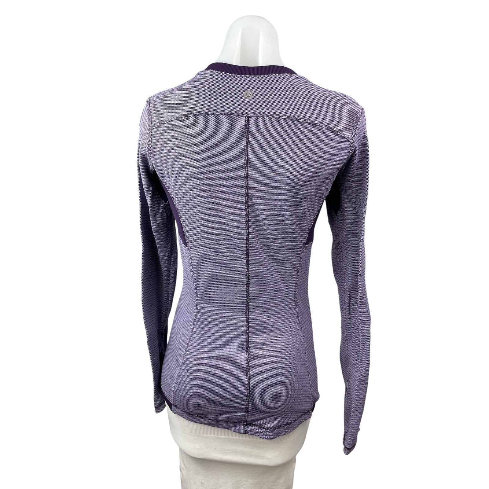 Lululemon Base Runner Purple Striped Athletic Long Sleeve T Shirt Tee Top 4/6 - Image 5