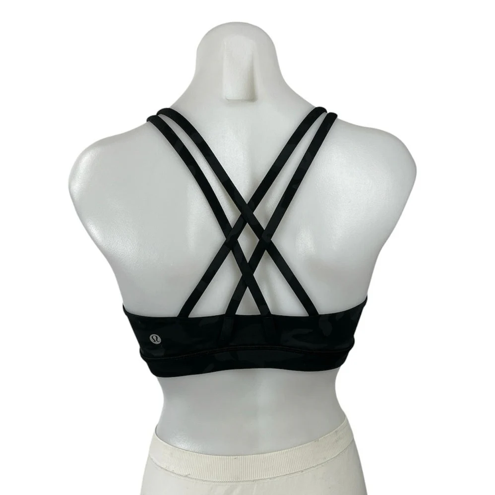 Lululemon Black Cross Back Scoop Neck Workout Athletic Sports Bra Crop Top Sz S - Image 3