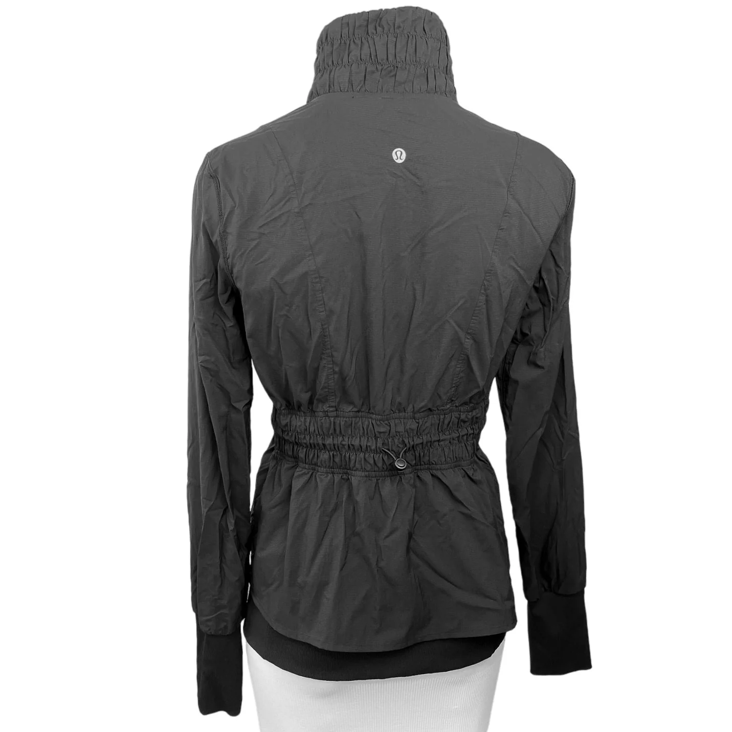 Lululemon Black Full Zip High Neck Drawstring Waist Windbreaker Jacket Size 4 - Image 2