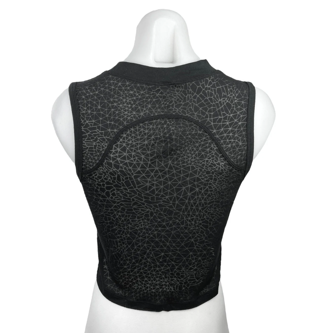 Lululemon Black Geometric Crew Neck Ruched Tie Front Athletic Crop Top Size 4 - Image 2