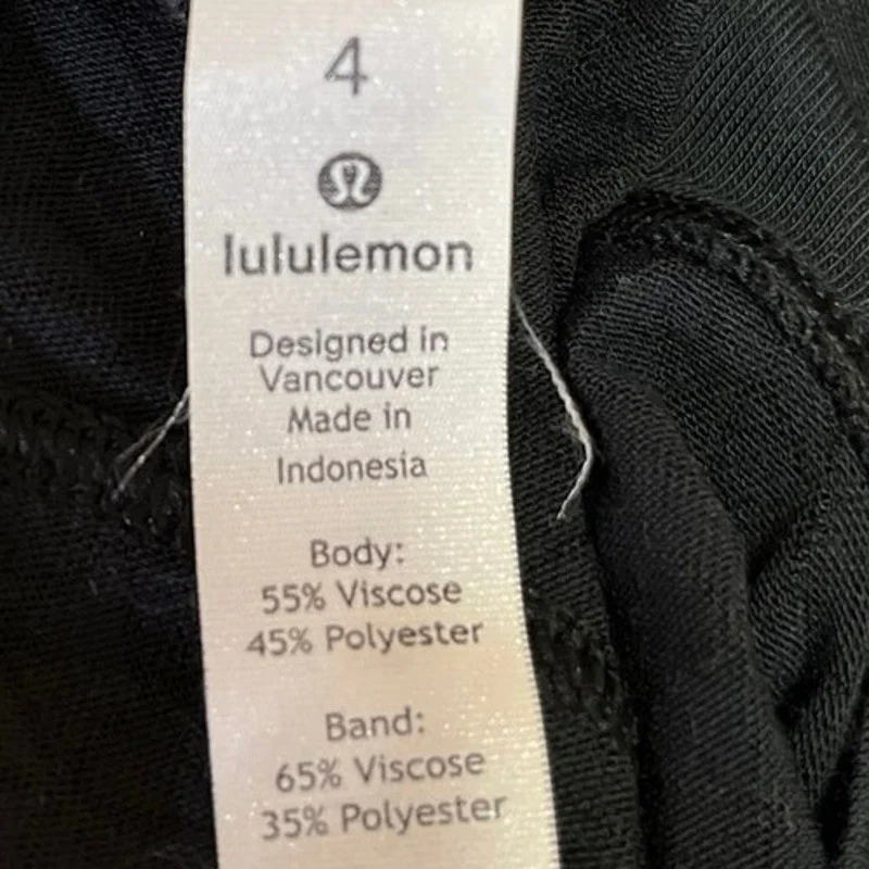 Lululemon Black Geometric Crew Neck Ruched Tie Front Athletic Crop Top Size 4 - Image 3