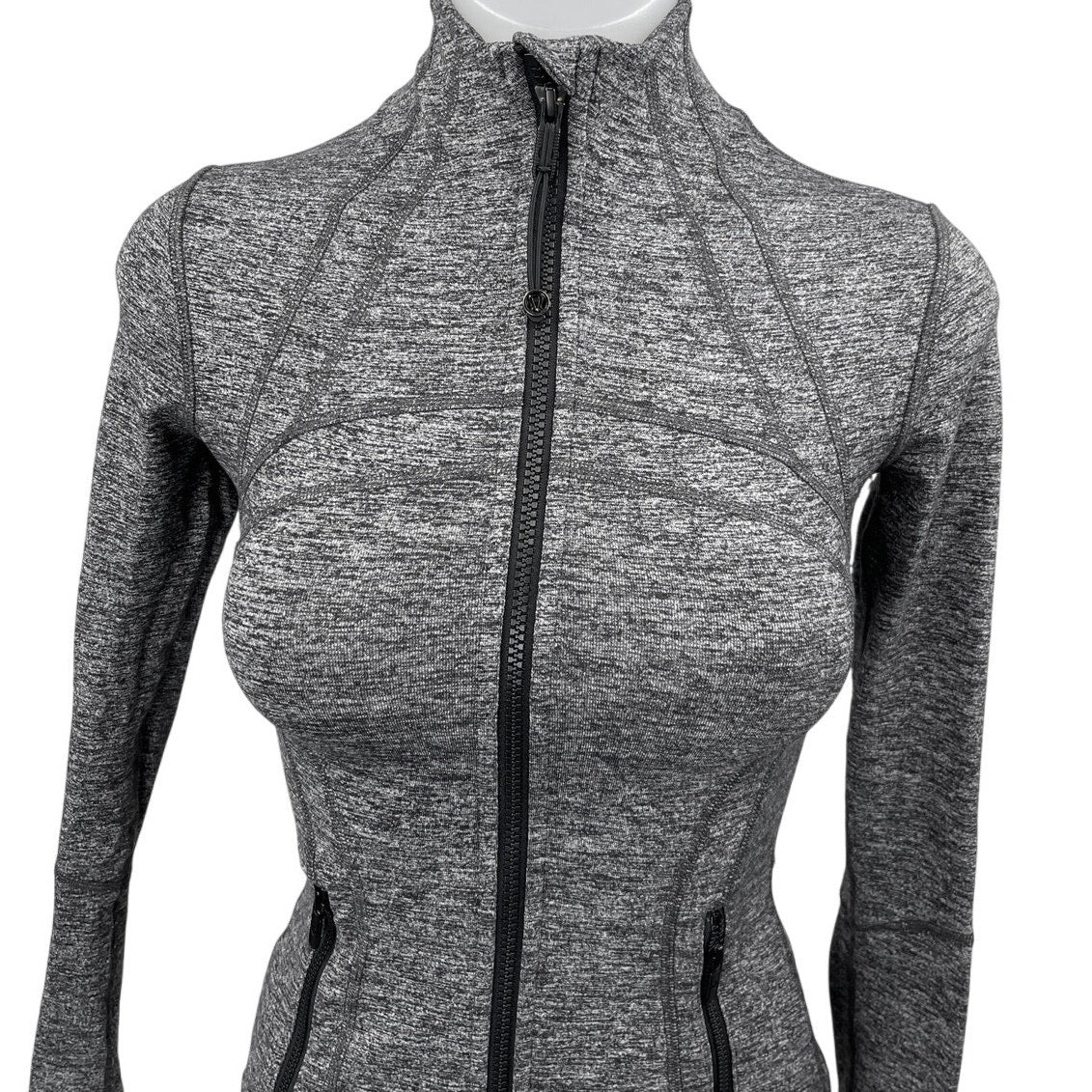 Lululemon Black Heather Swiftly Tech Long Sleeve Full Zip Athletic Jacket Top 2 - Image 3