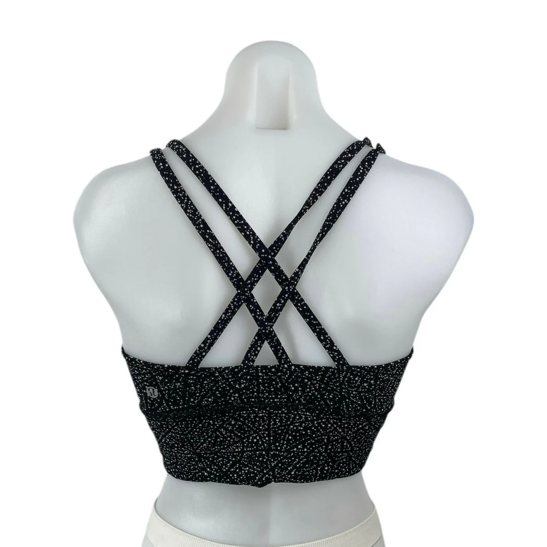 Lululemon Black Sleeveless Abstract Crossback Strappy Sports Bra Crop Top Size 6 - Image 2