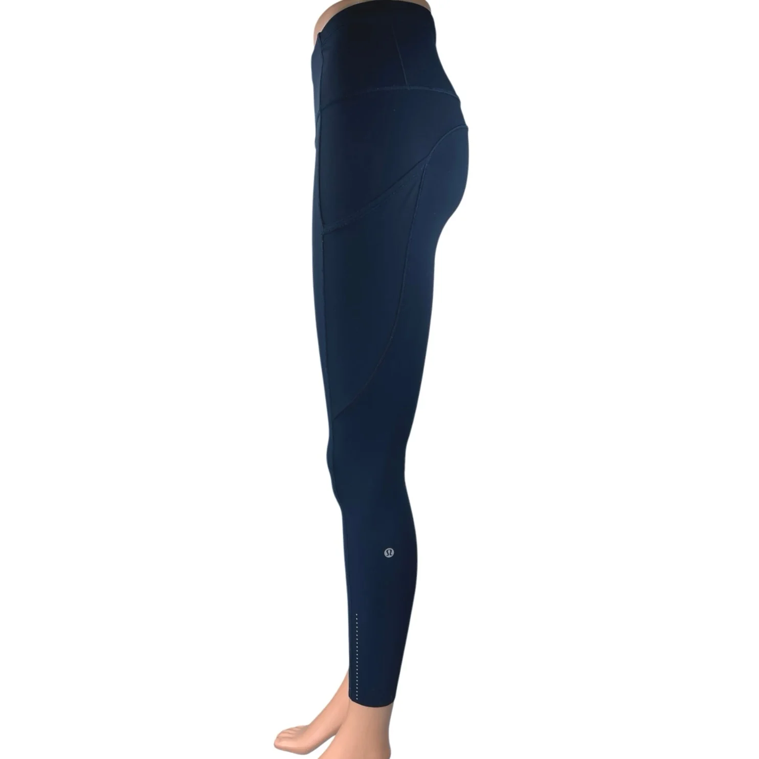 Lululemon Blue Skinny Leg Mid Rise Athletic Workout Yoga Gym Leggings Pants Sz 4 - Image 2